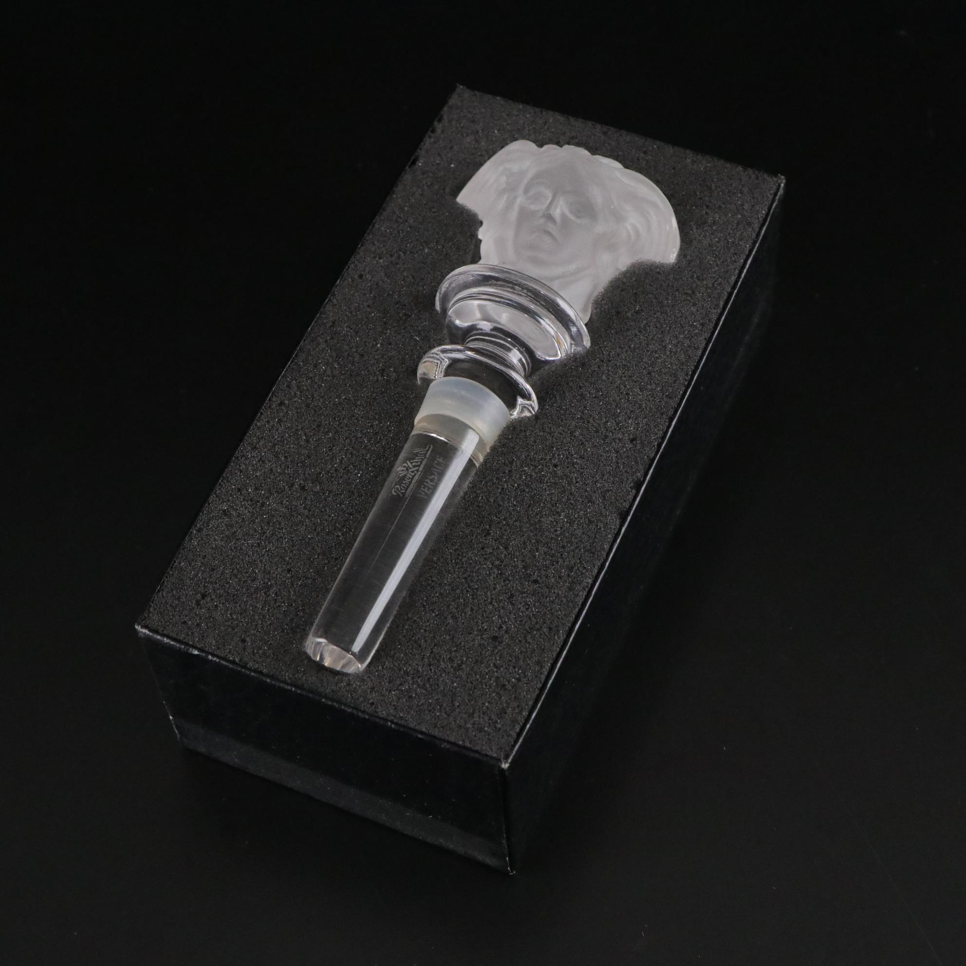 Rosenthal for Versace "Medusa" Lumiere Frosted Crystal Wine Bottle Stopper