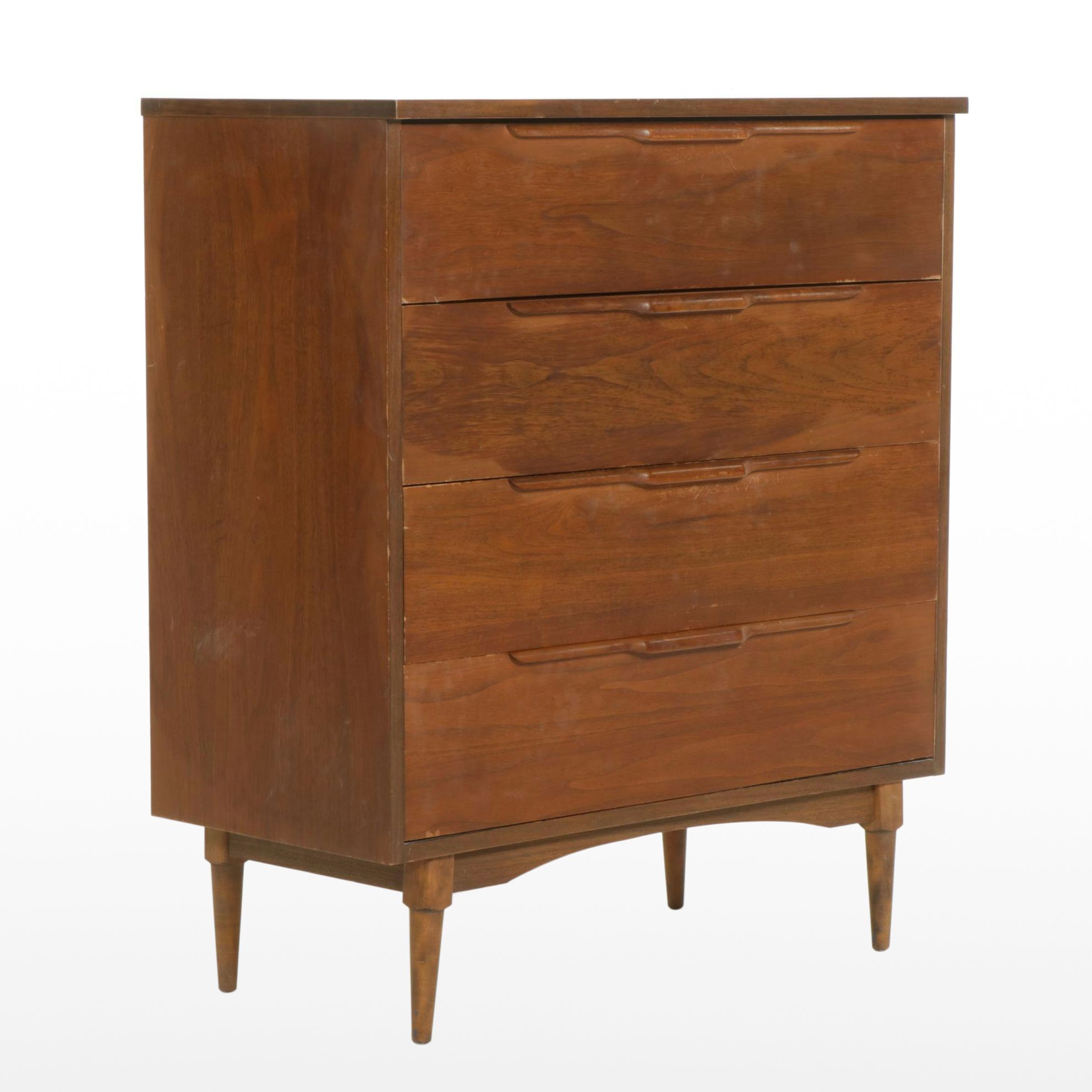 J.W. Kilgour Mid Century Modern Walnut Chest of Drawers, Mid-20th Century