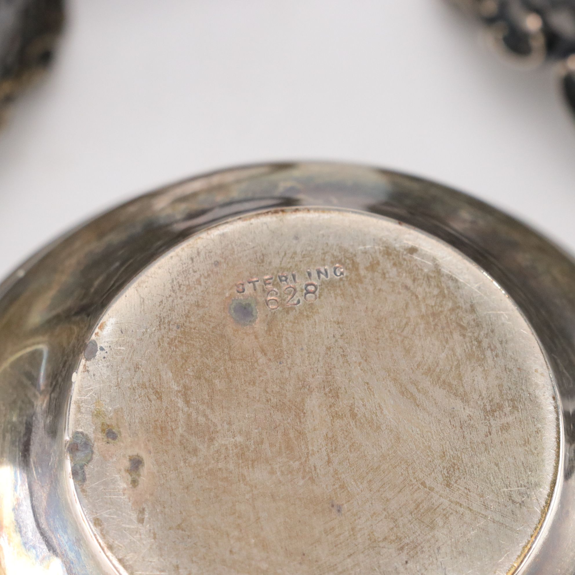 Sterling Silver Cup, Master Salt, and Shaker Holders with Cobalt Glass Inserts