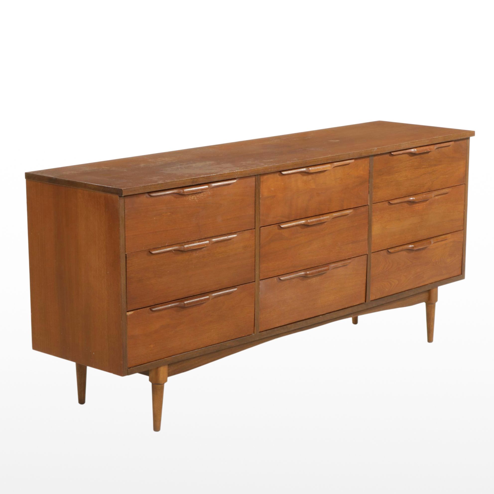 J.W. Kilgour Mid Century Modern Walnut Dresser, Mid-20th Century