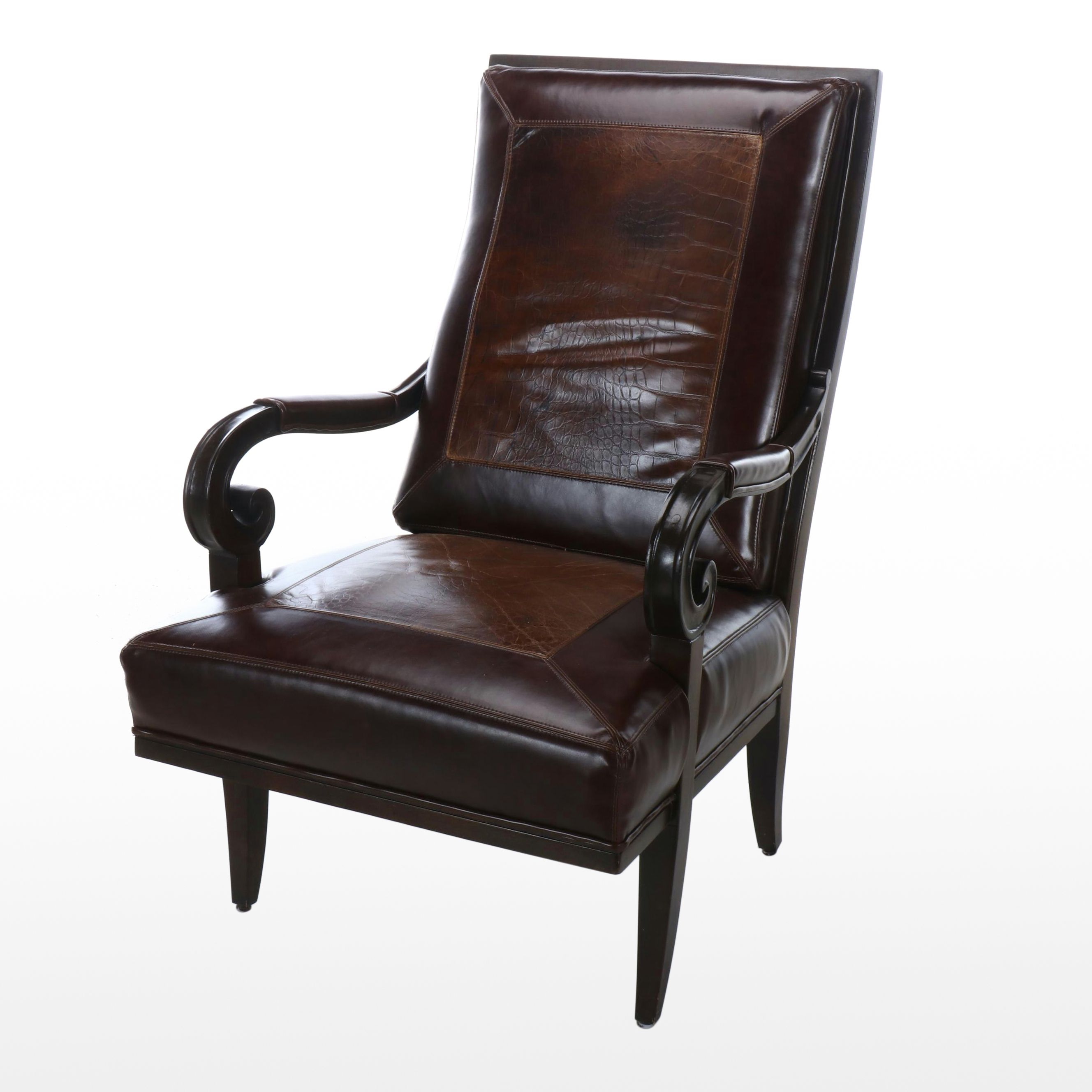 Jackson Carter Furniture Co. "Greenwich" Mahogany and Leather Armchair