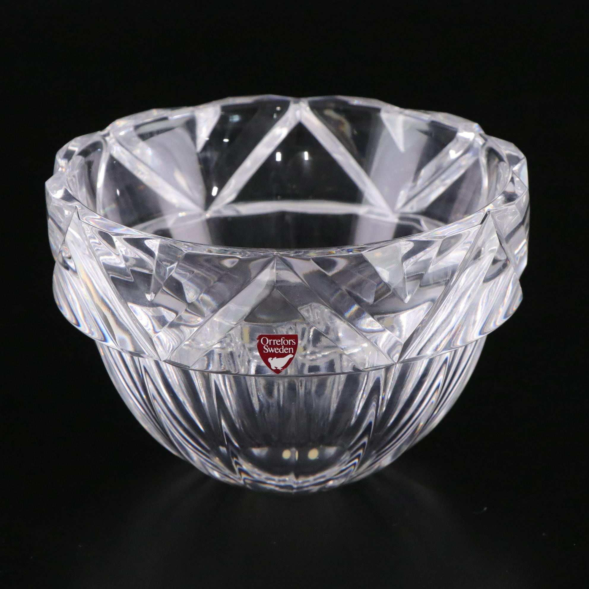 Orrefors "Fenix" Crystal Bowl and "Max" Votive Holders