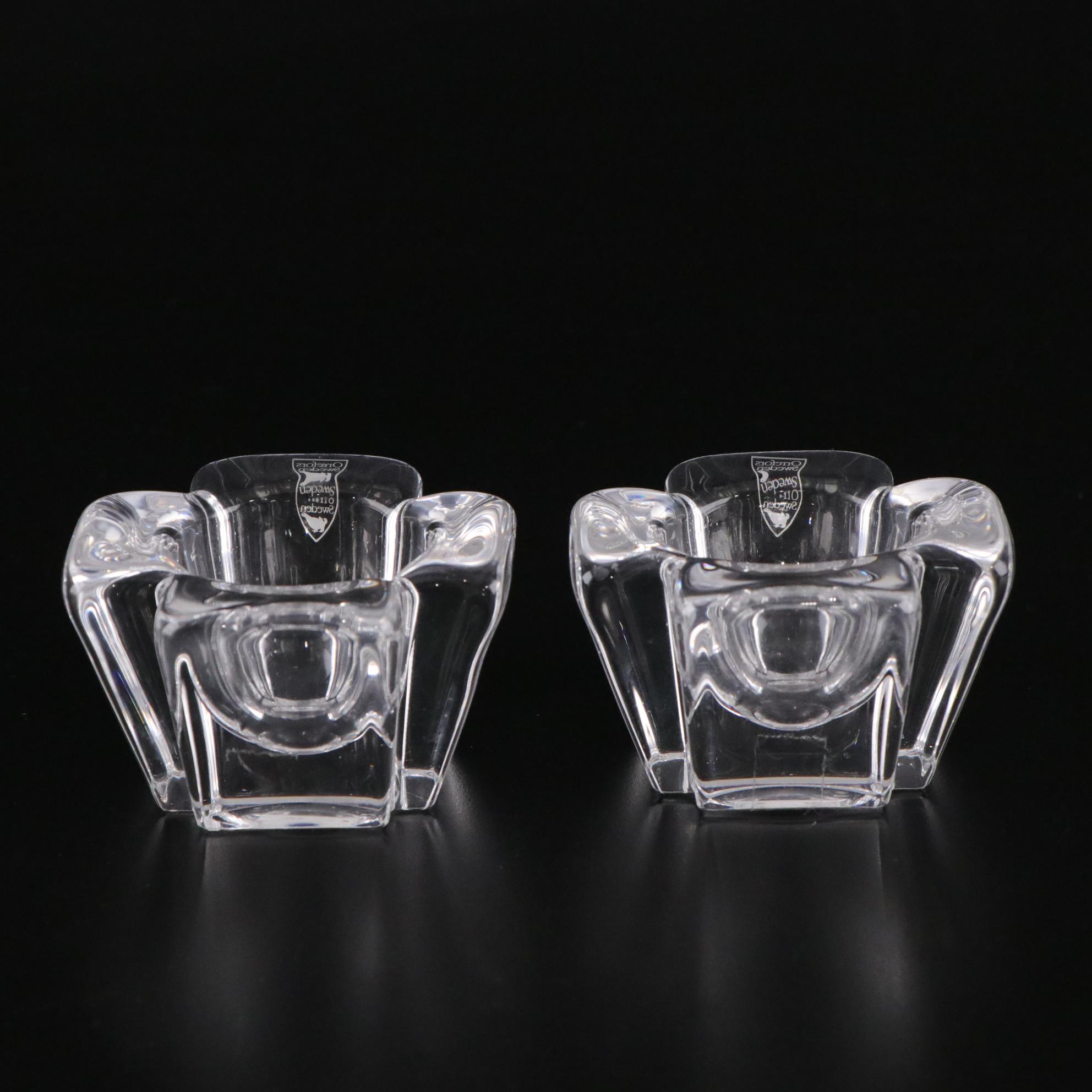 Orrefors "Fenix" Crystal Bowl and "Max" Votive Holders