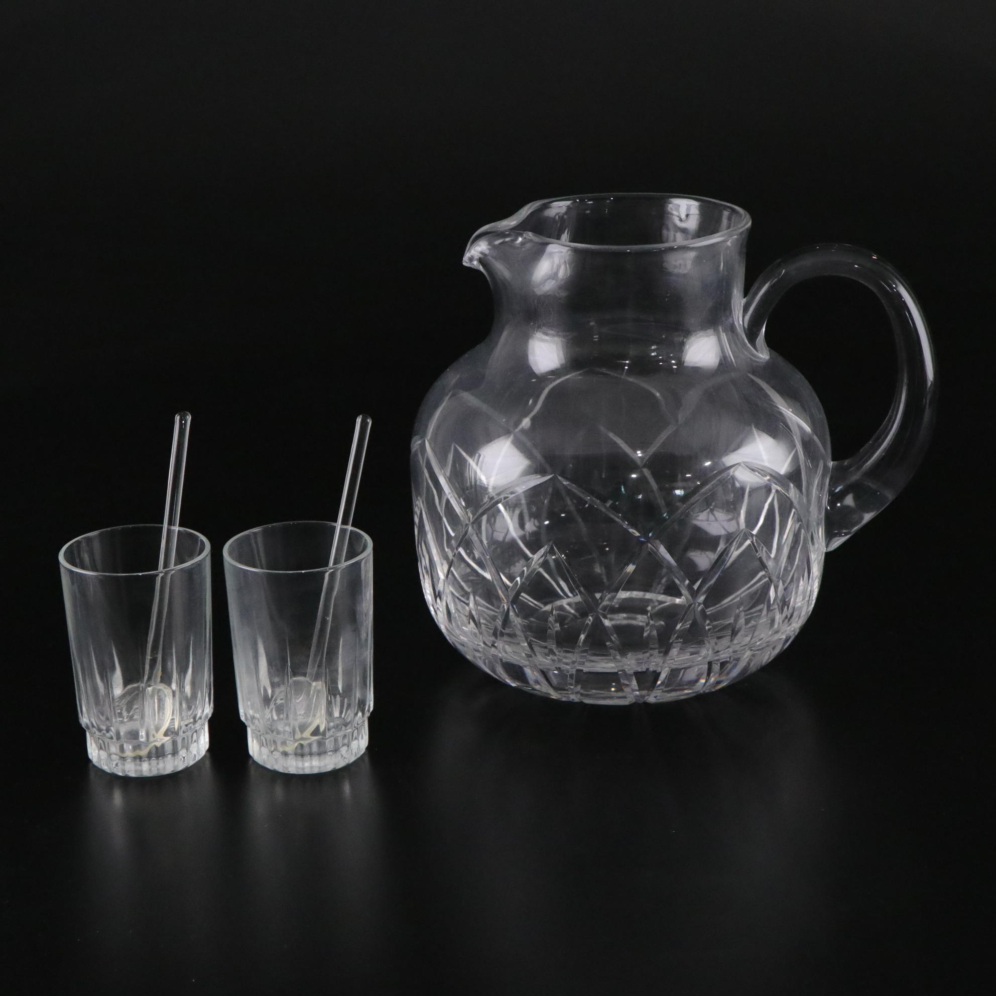 Block "Rainbow" Crystal Pitcher with Two Glasses and Stirrers
