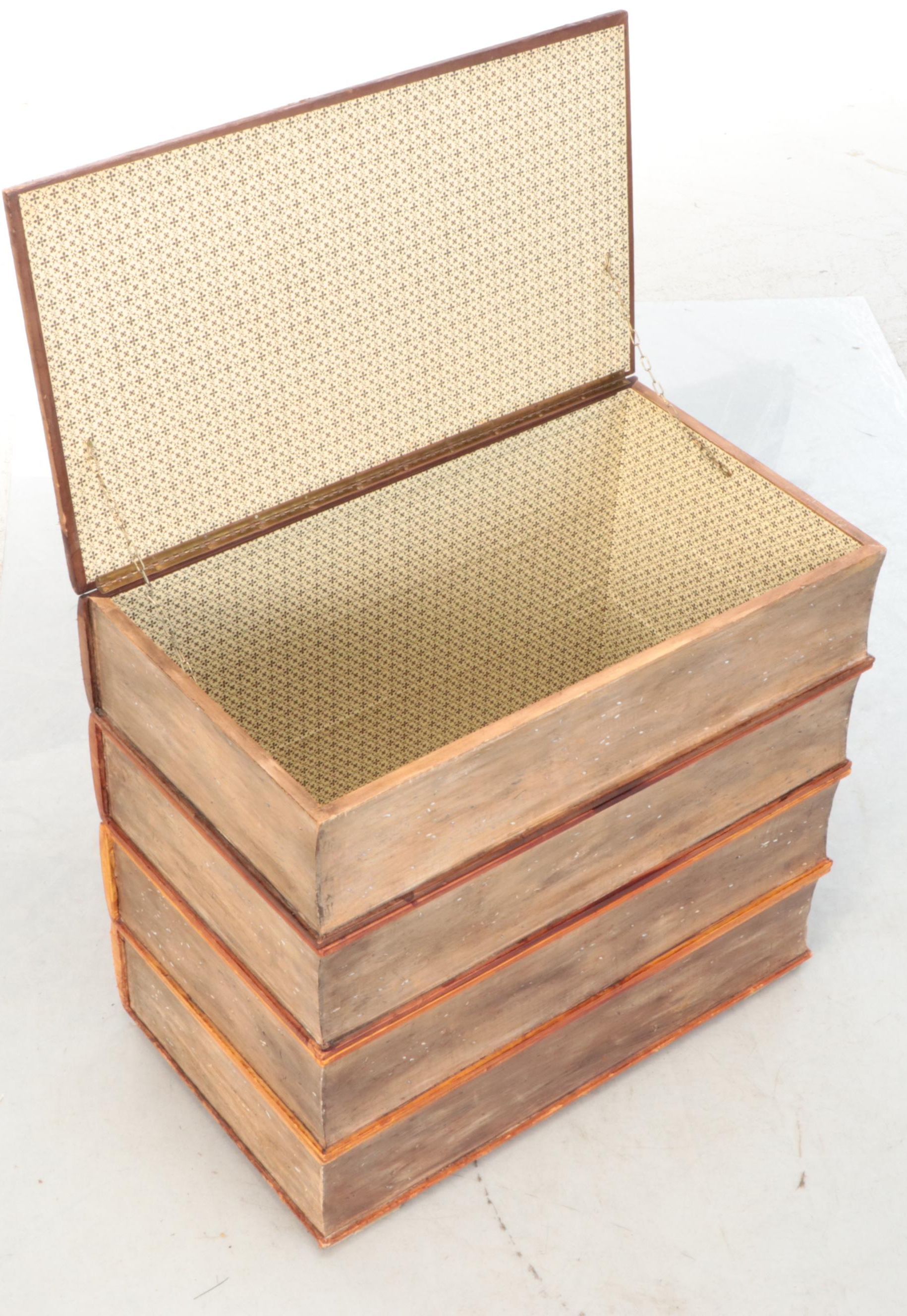 Oversize Stacked Books Wooden Side Table