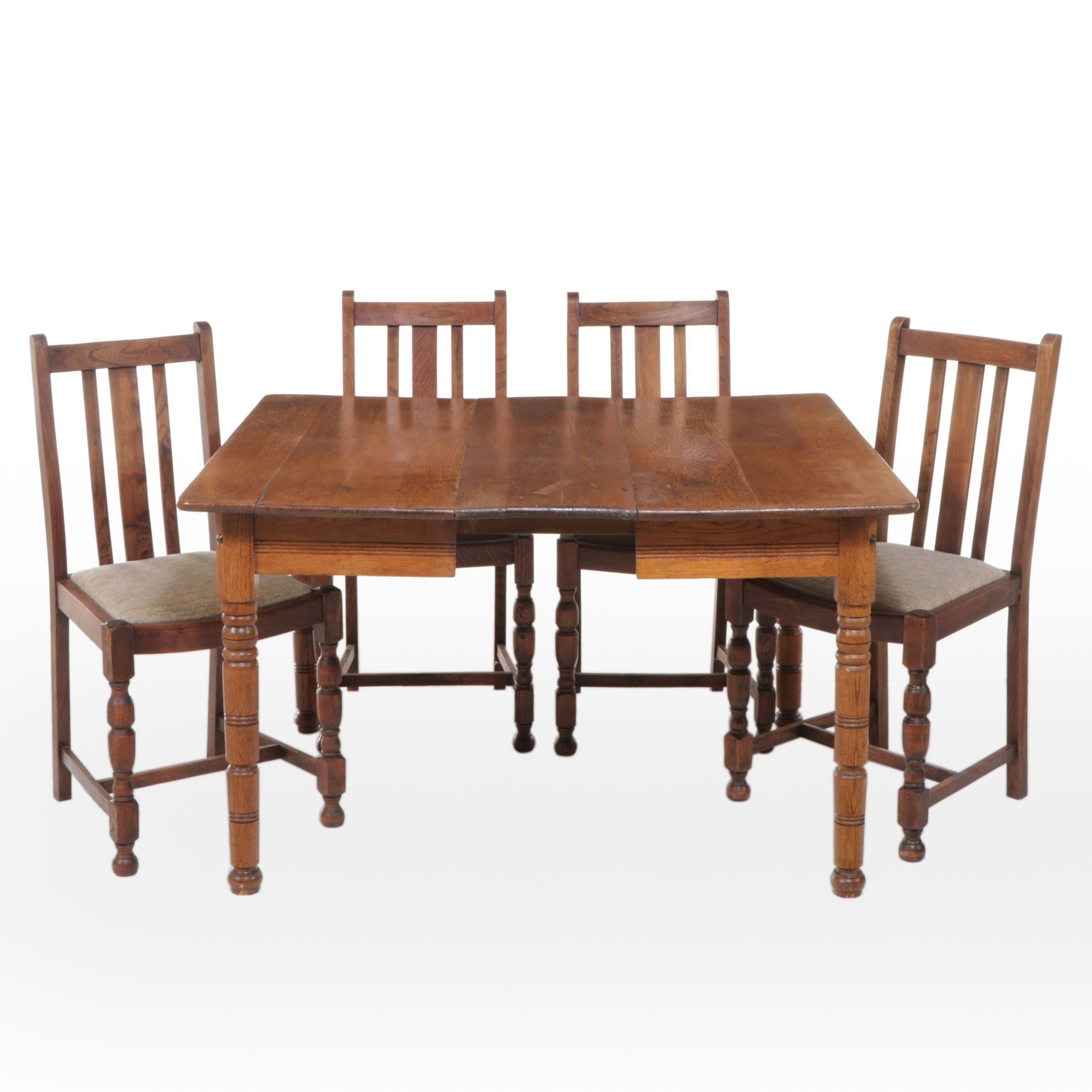 Traditional Style Five Piece Oak Dining Set