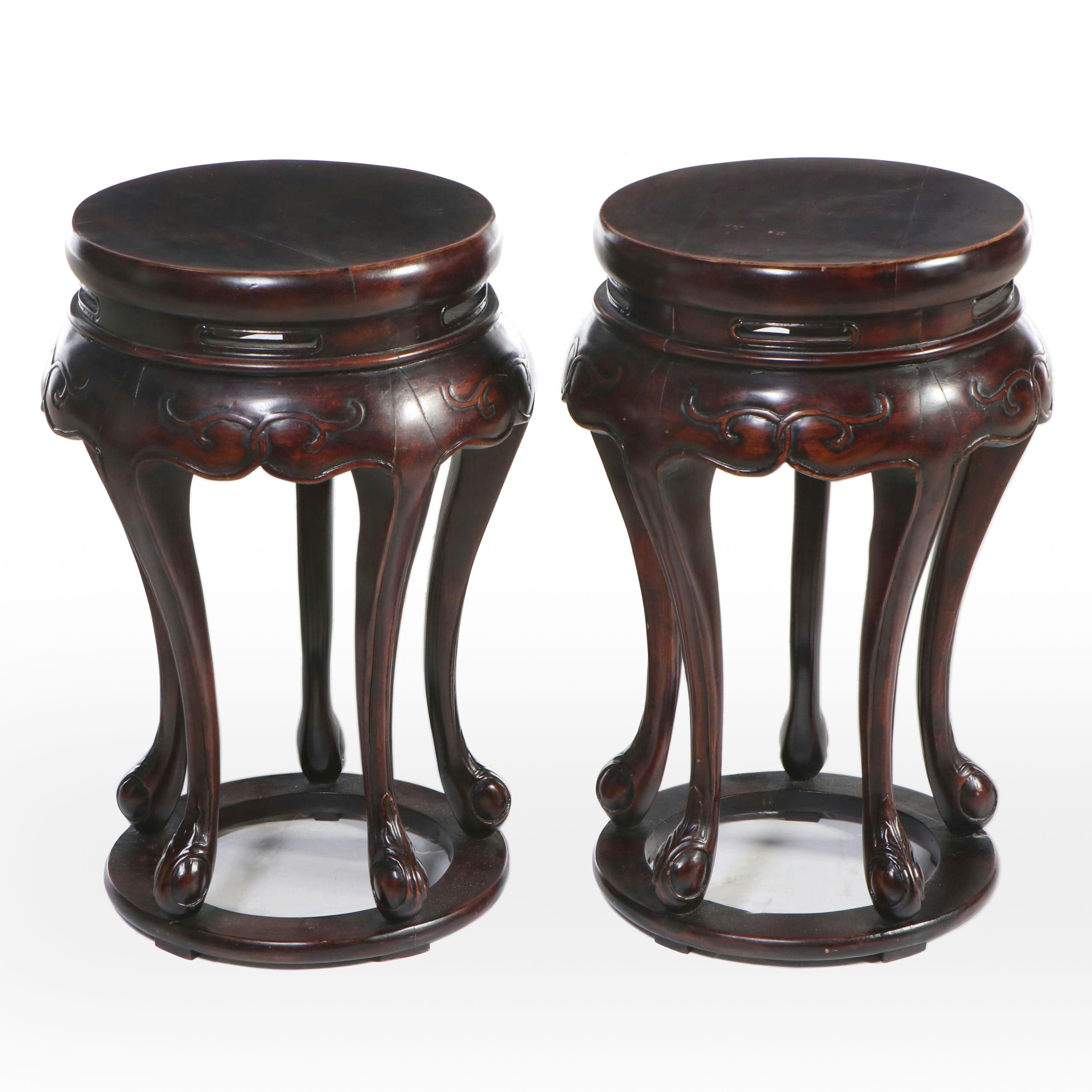 Pair of Chinese Carved Wooden Vase Stands