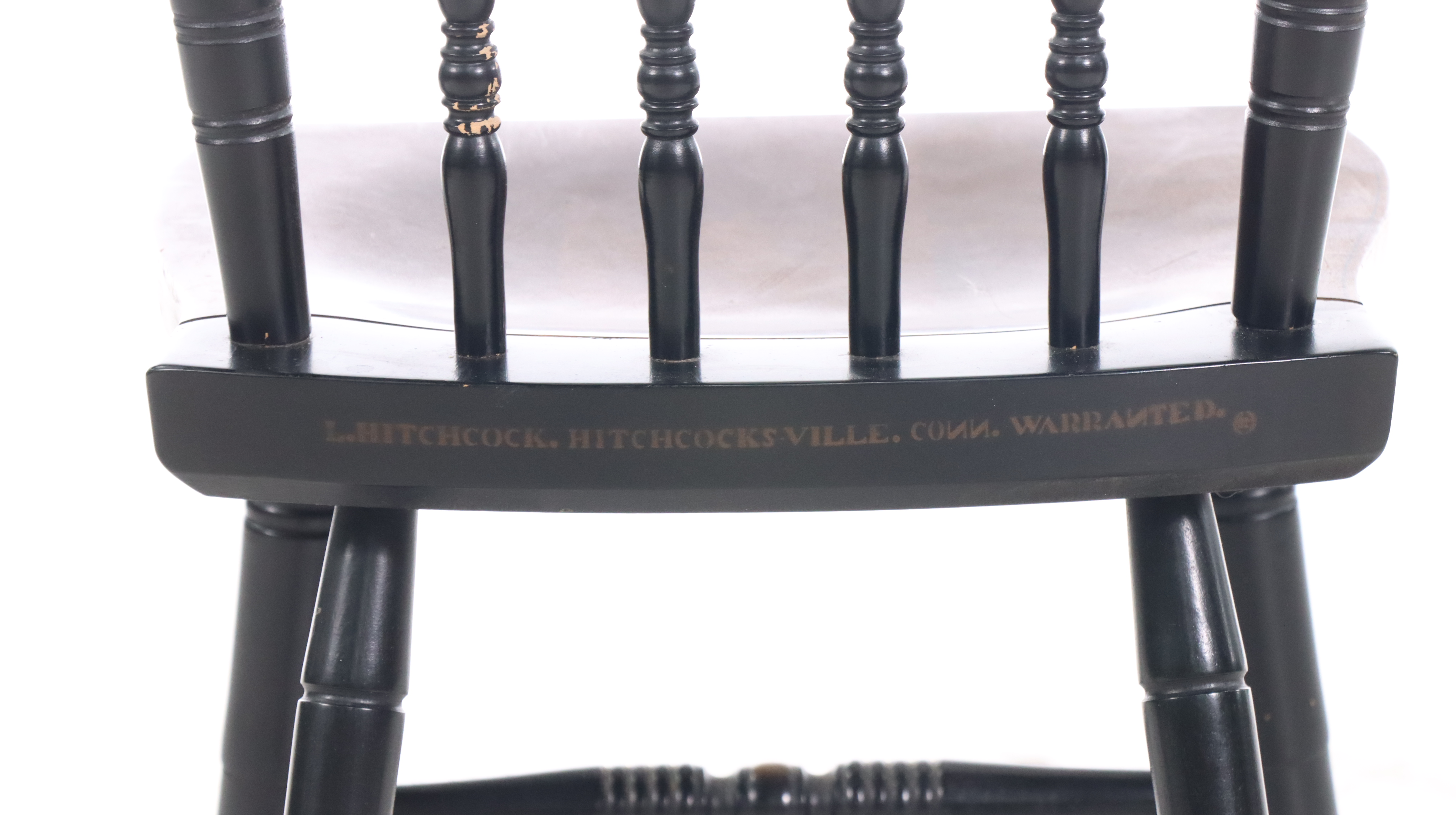 Set of Six L. Hitchcock Stenciled Windsor Side Chairs