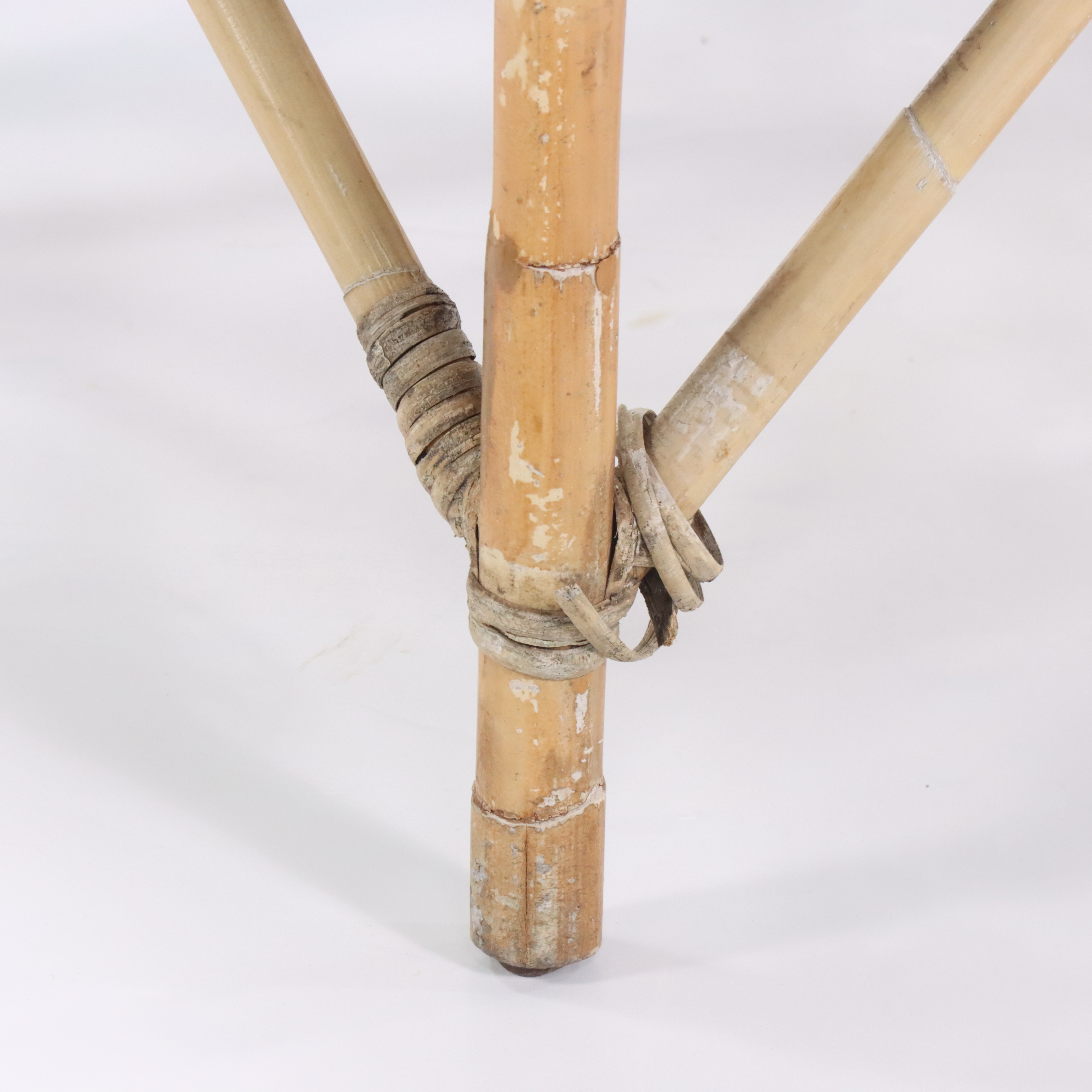 Pair of Rattan Armchairs with Woven Leather, Mid-20th Century