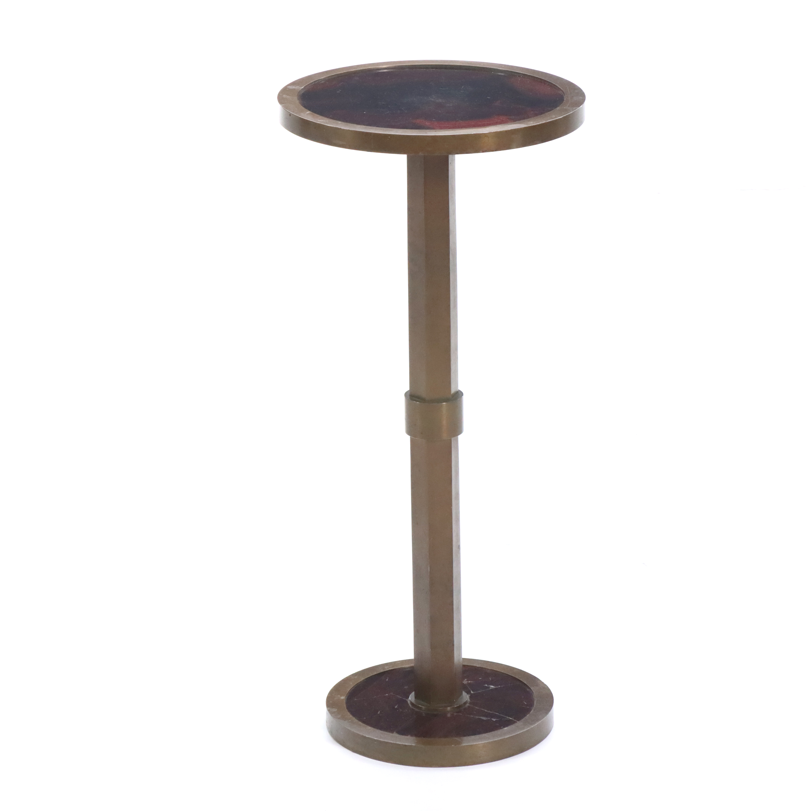 Art Deco Patinated Brass and Agate Glass Guéridon