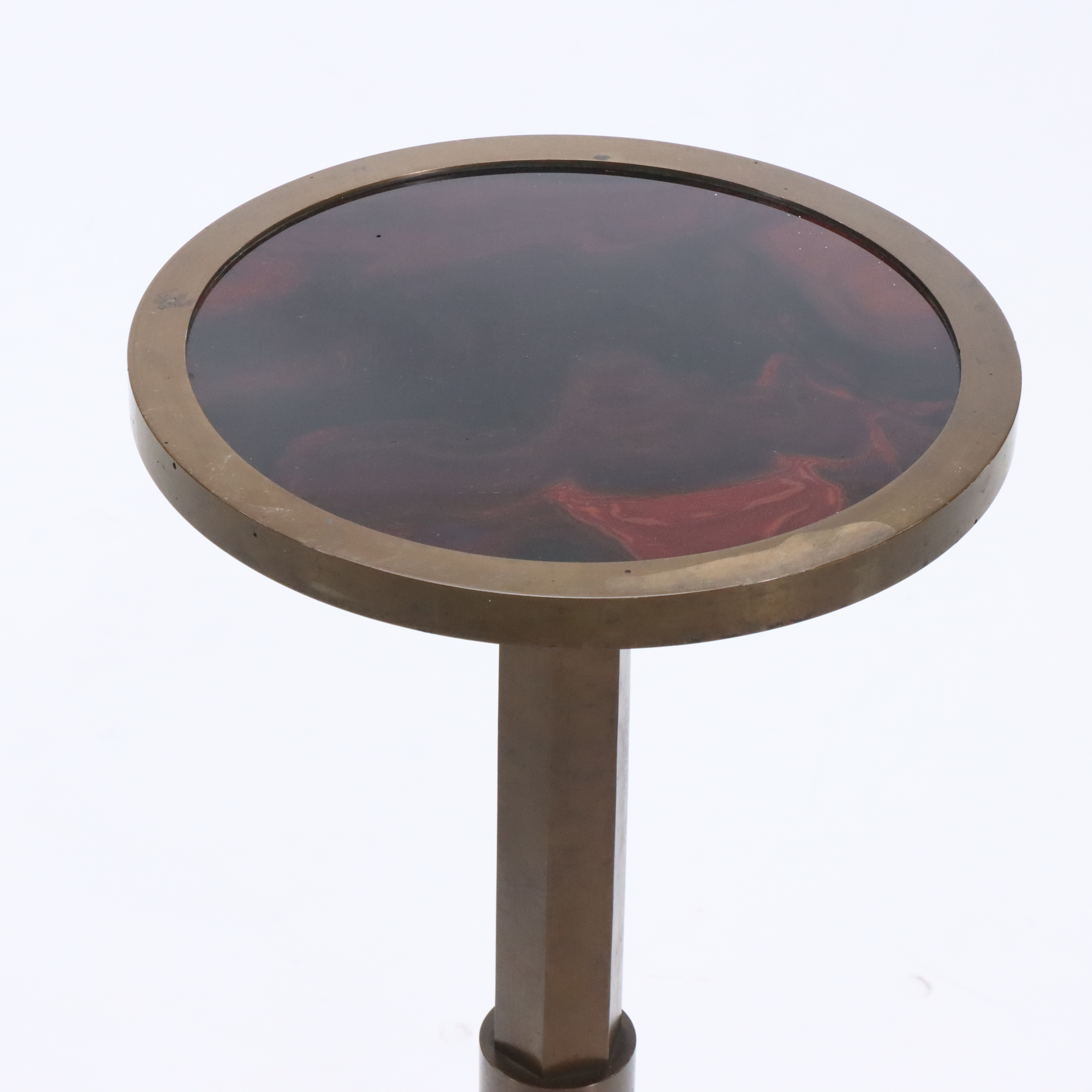 Art Deco Patinated Brass and Agate Glass Guéridon