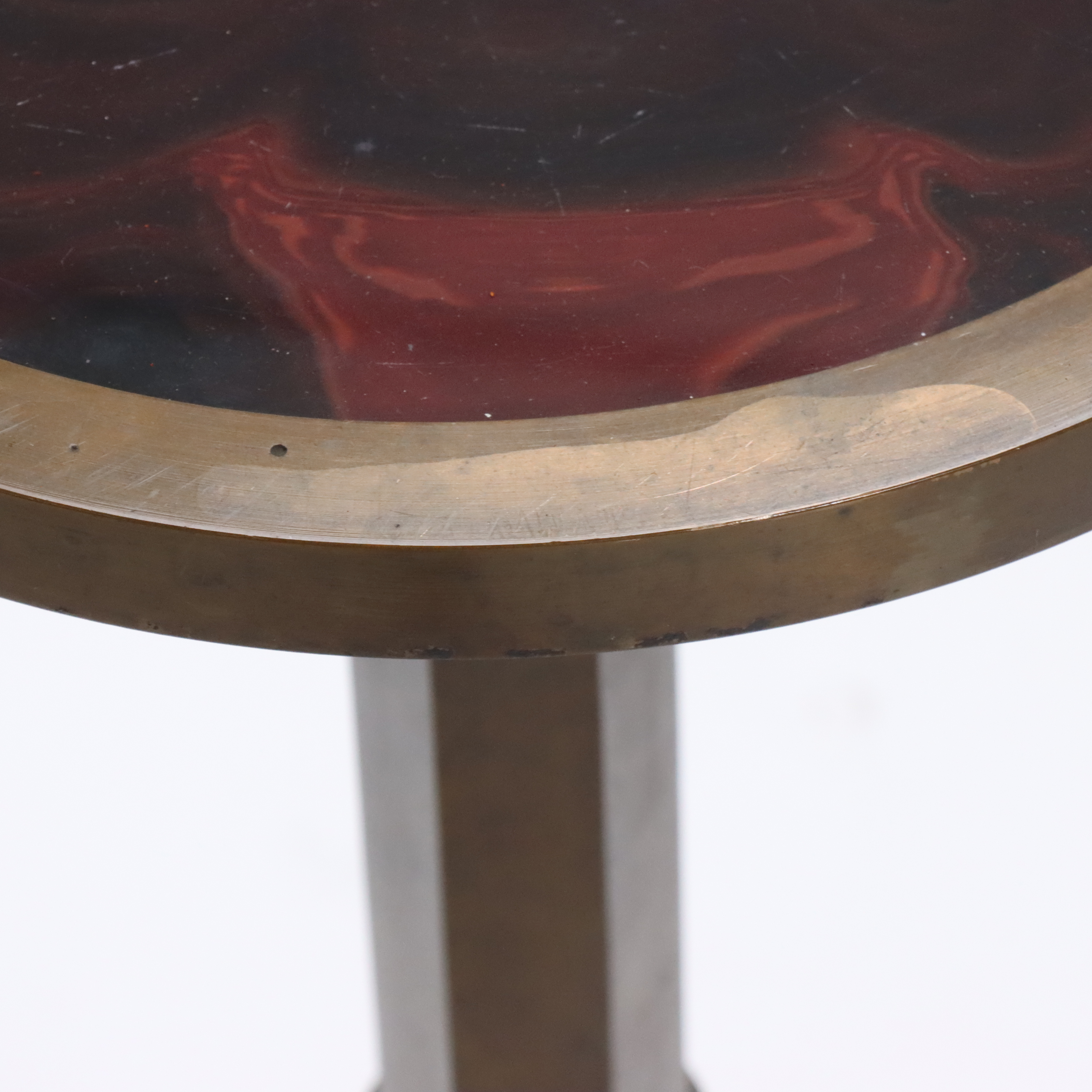 Art Deco Patinated Brass and Agate Glass Guéridon