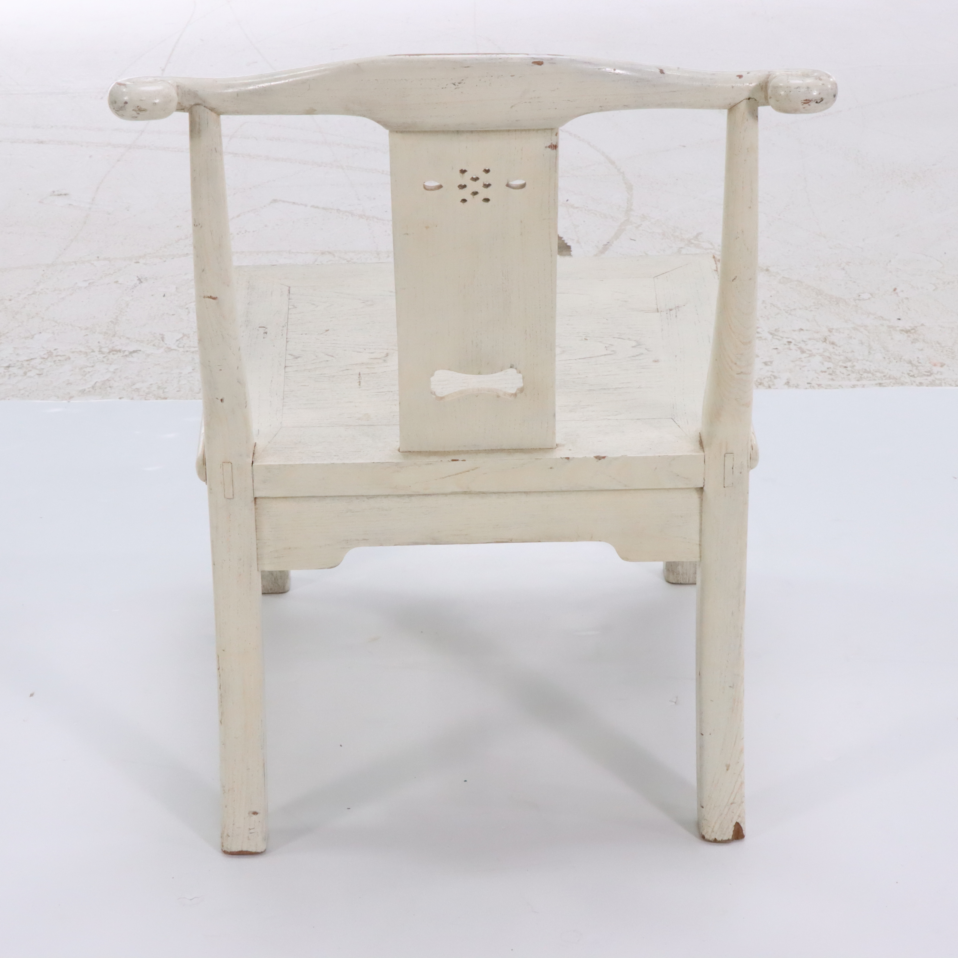 Pair of Chinese Painted Elm Low Side Chairs with Mohair Cushions