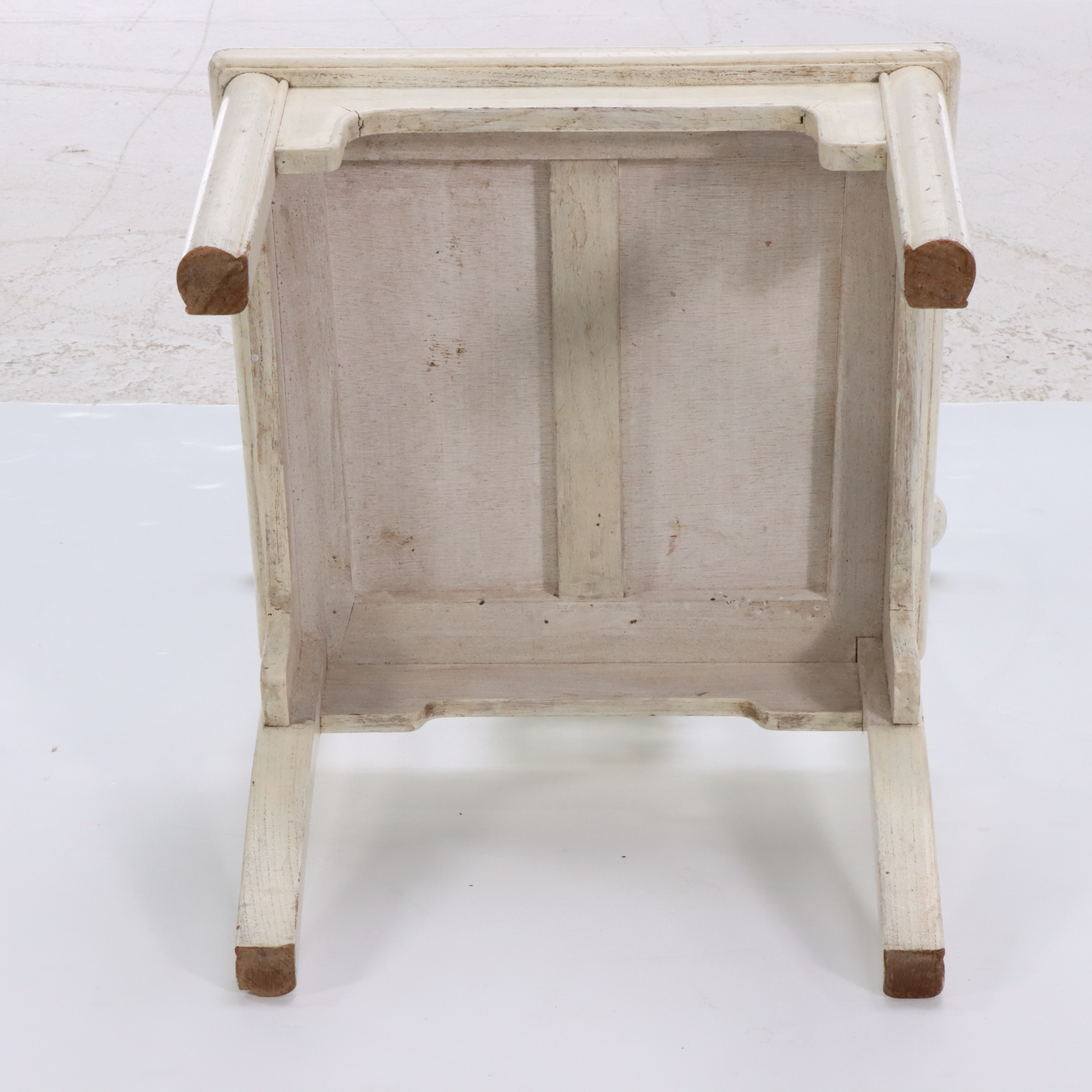 Pair of Chinese Painted Elm Low Side Chairs with Mohair Cushions