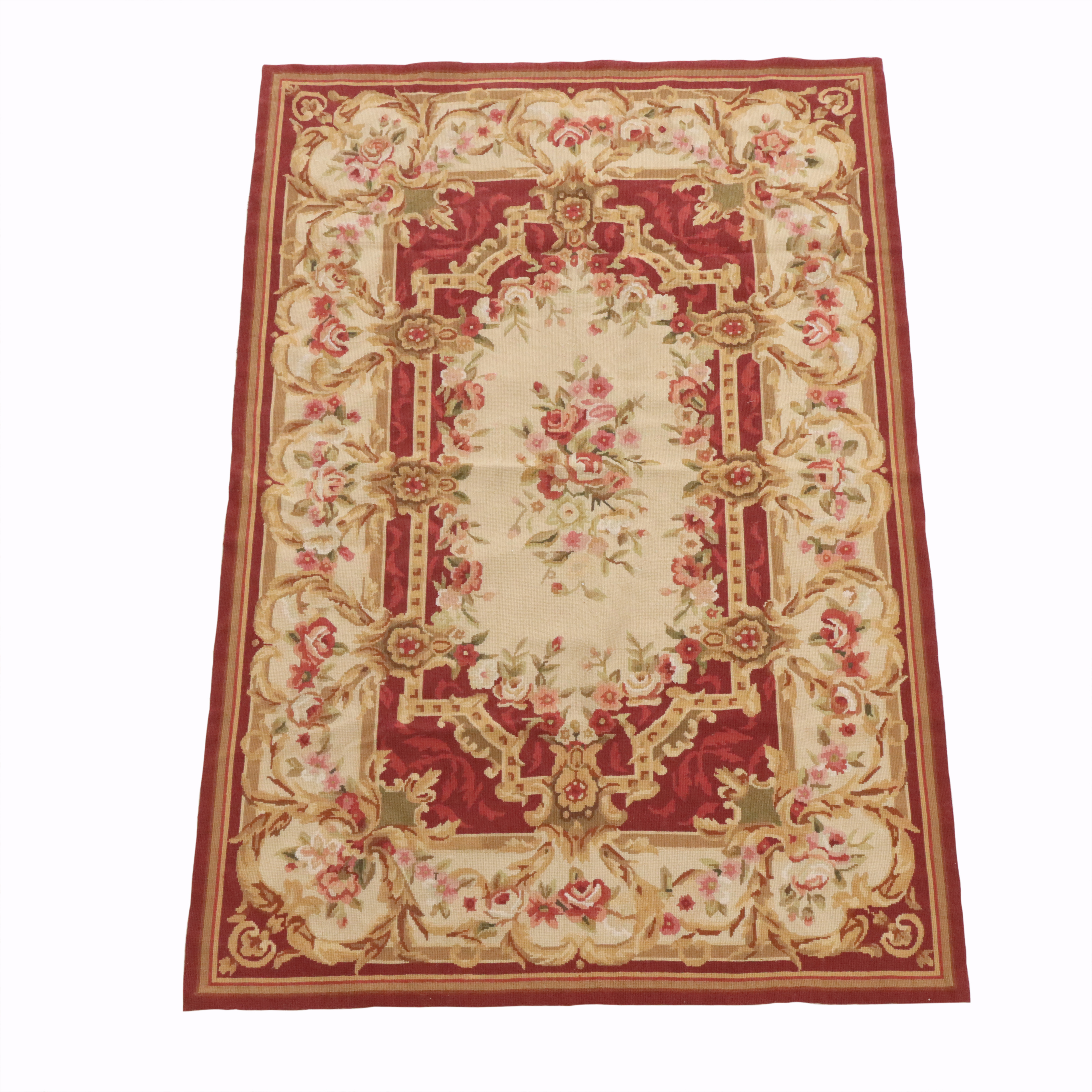 3'11 x 5'11 Handmade Sino-French Aubusson Needlepoint Area Rug