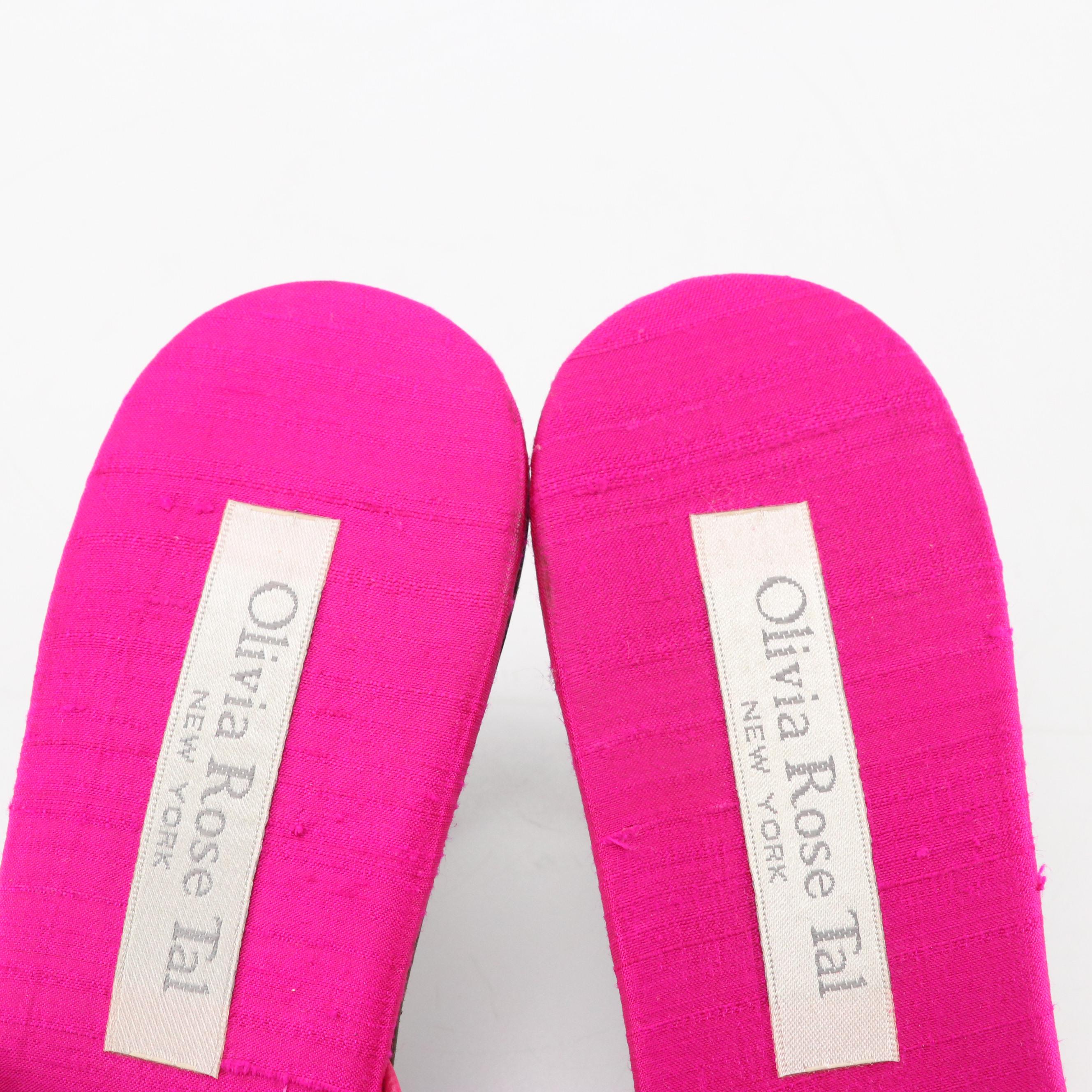 Stuart Weitzman Hot Pink Suede High-Heeled Sandals, Olivia Rose Tal Sequin Mules