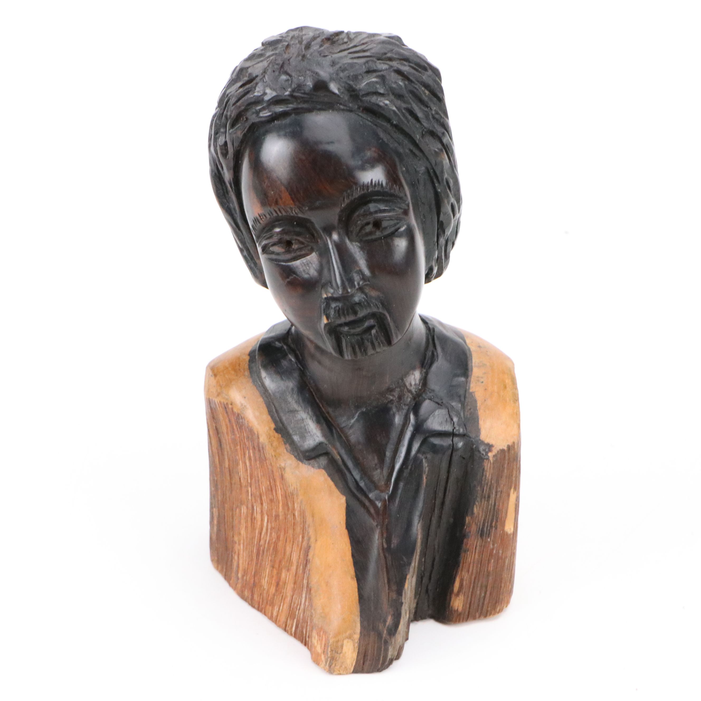 East African Carved Ebony Busts of Man and Woman