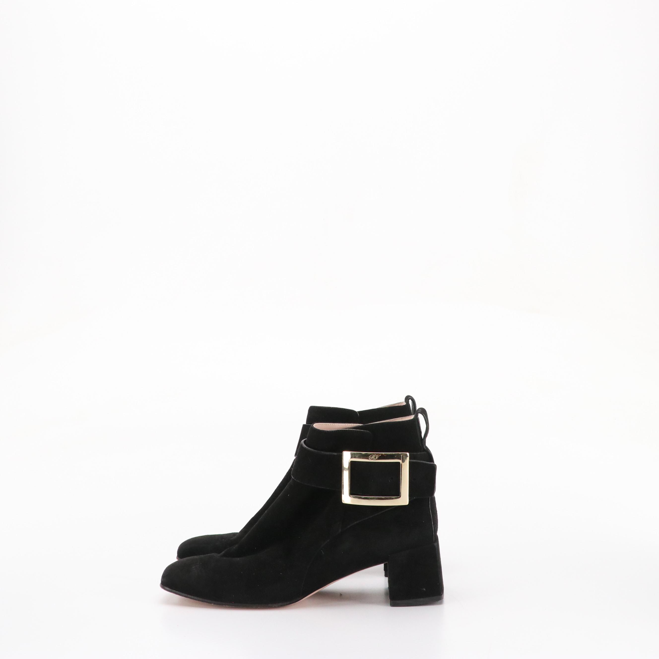Roger Vivier Suede Buckle Booties, Lola Cruz Rhinestone Smiley Sneakers, More