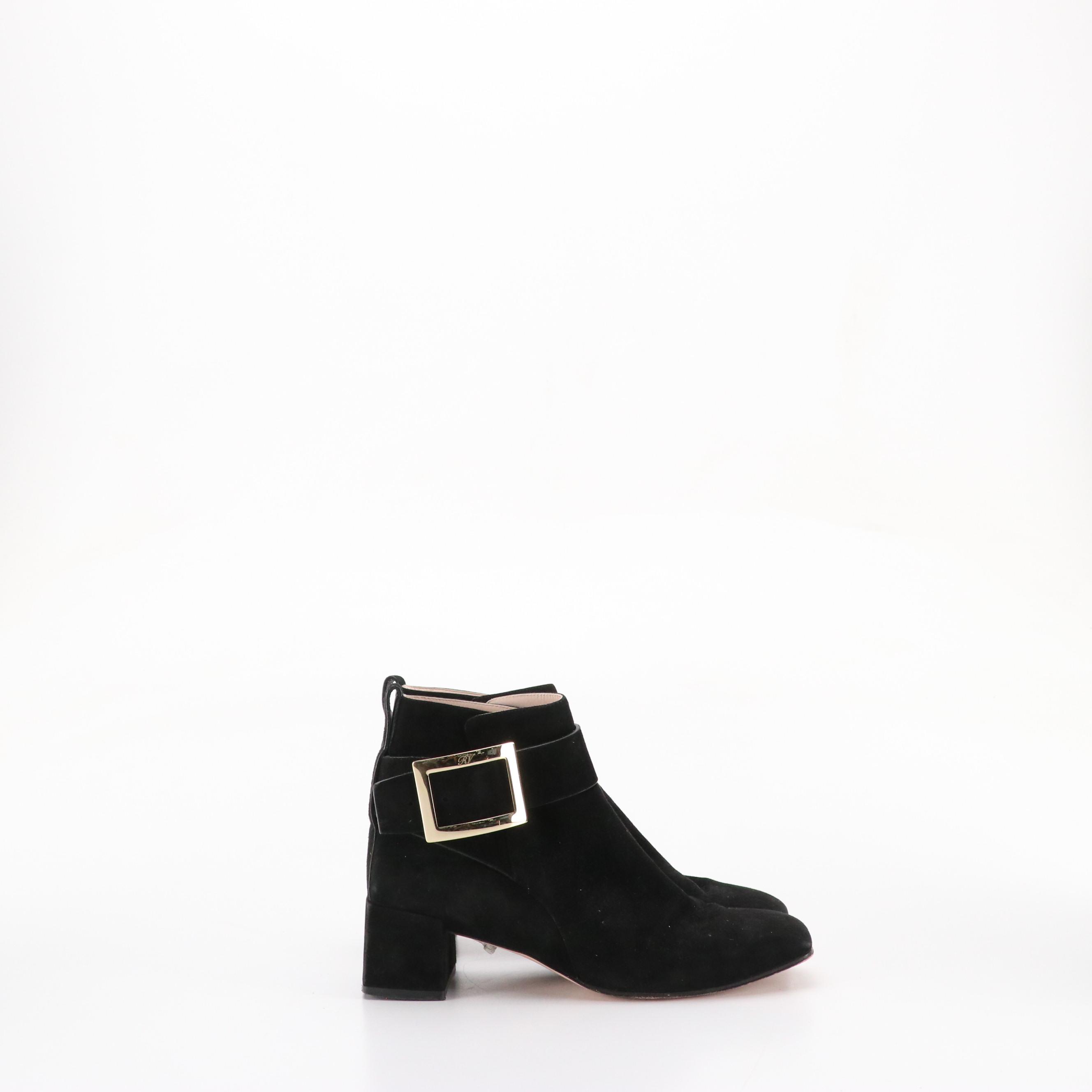 Roger Vivier Suede Buckle Booties, Lola Cruz Rhinestone Smiley Sneakers, More