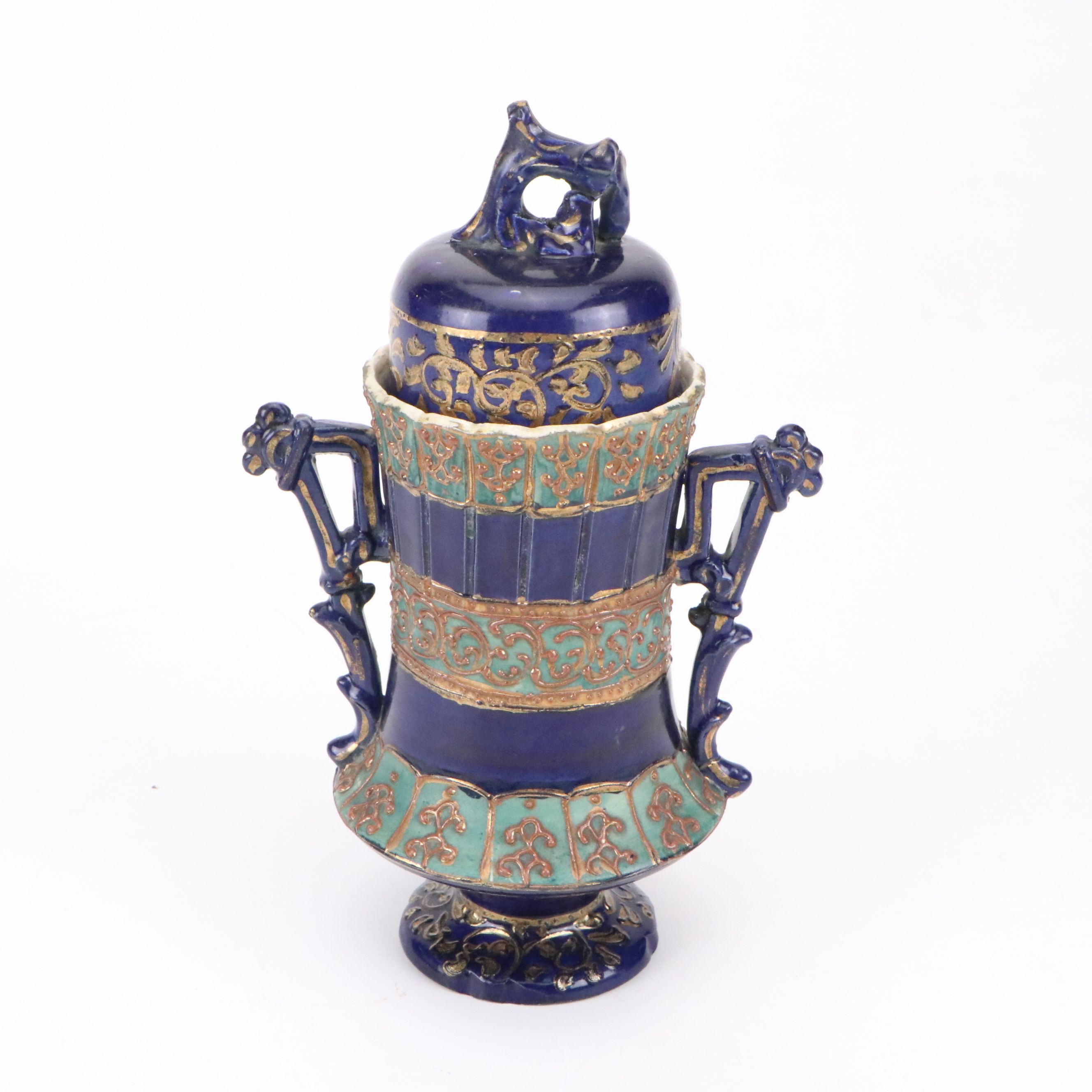 Japanese Satsuma Lidded Urn with Other Porcelain Vase