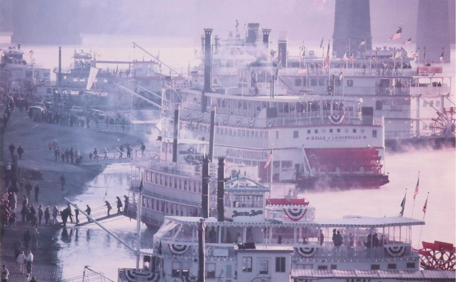 Offset Lithograph "River Belles" of Cincinnati Tall Stacks