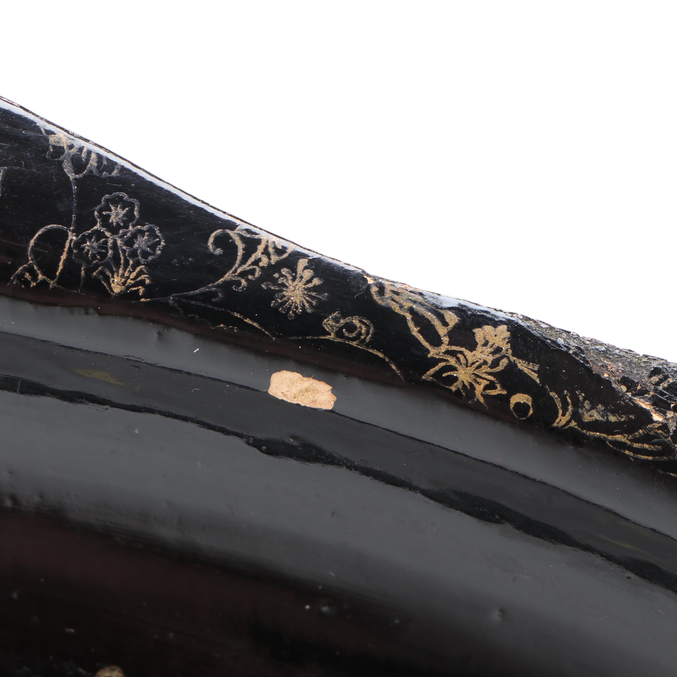 Japanese Hand-Painted Floral Lacquerware Trays