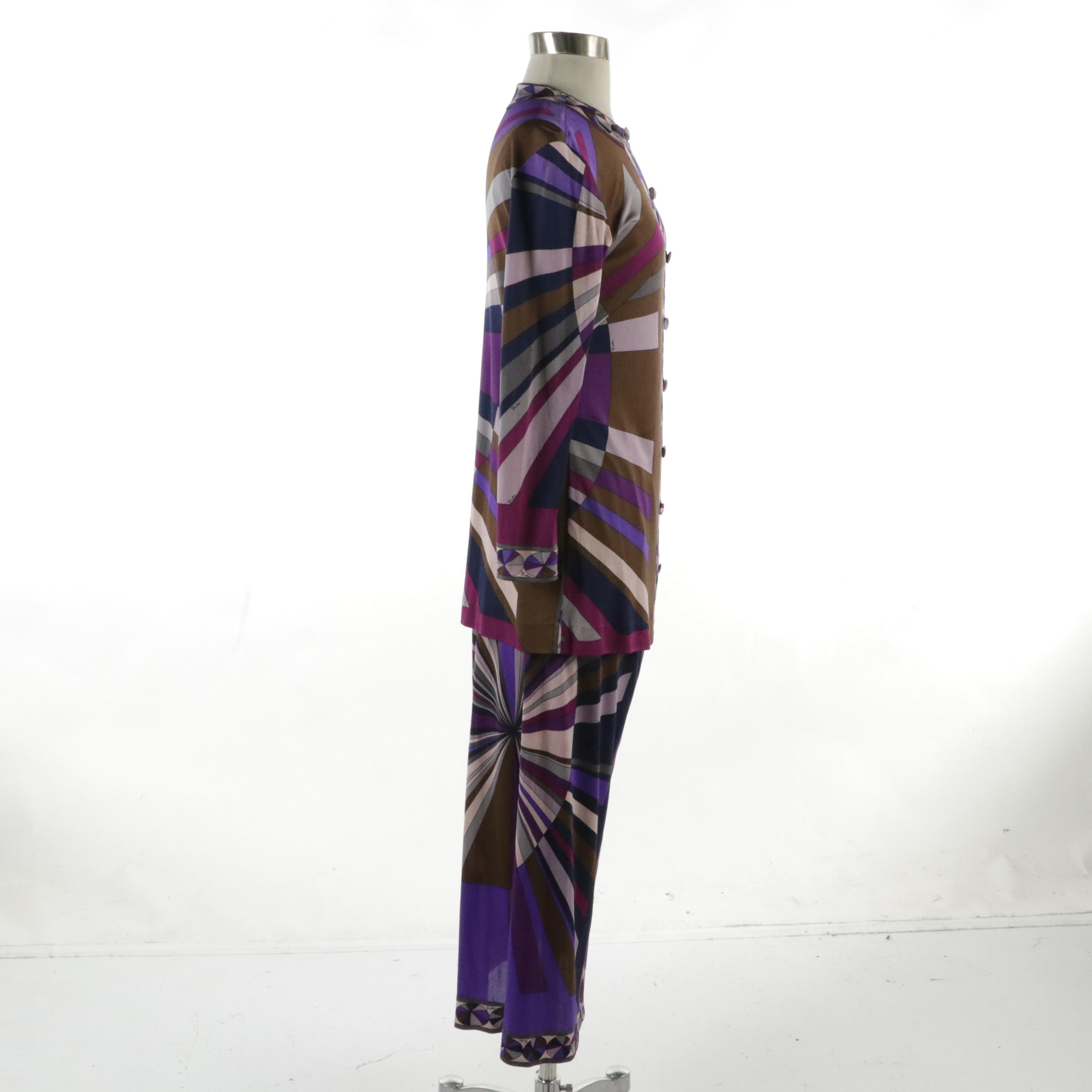 Emilio Pucci Print Stretch Jersey Two-Piece Skirt Set