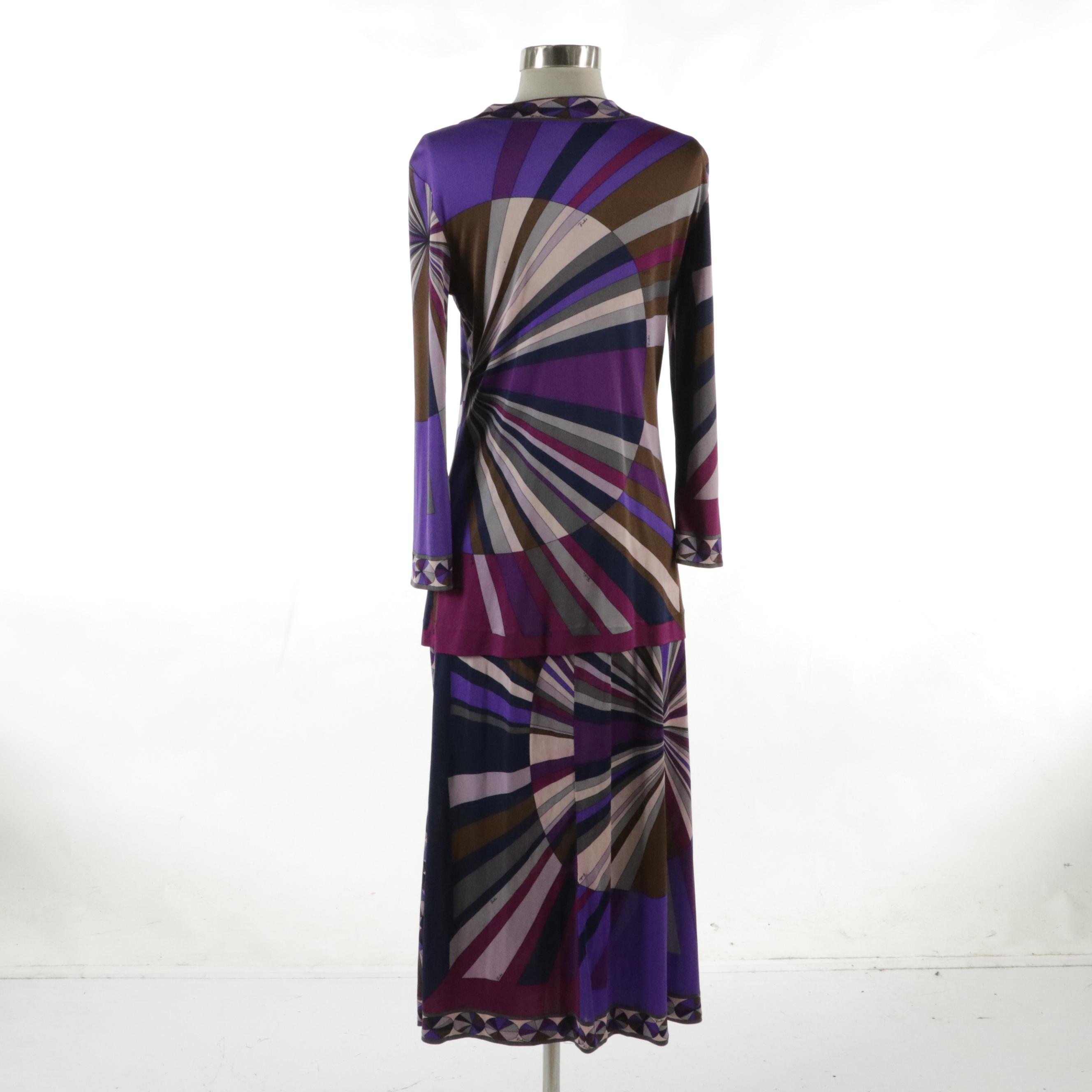 Emilio Pucci Print Stretch Jersey Two-Piece Skirt Set