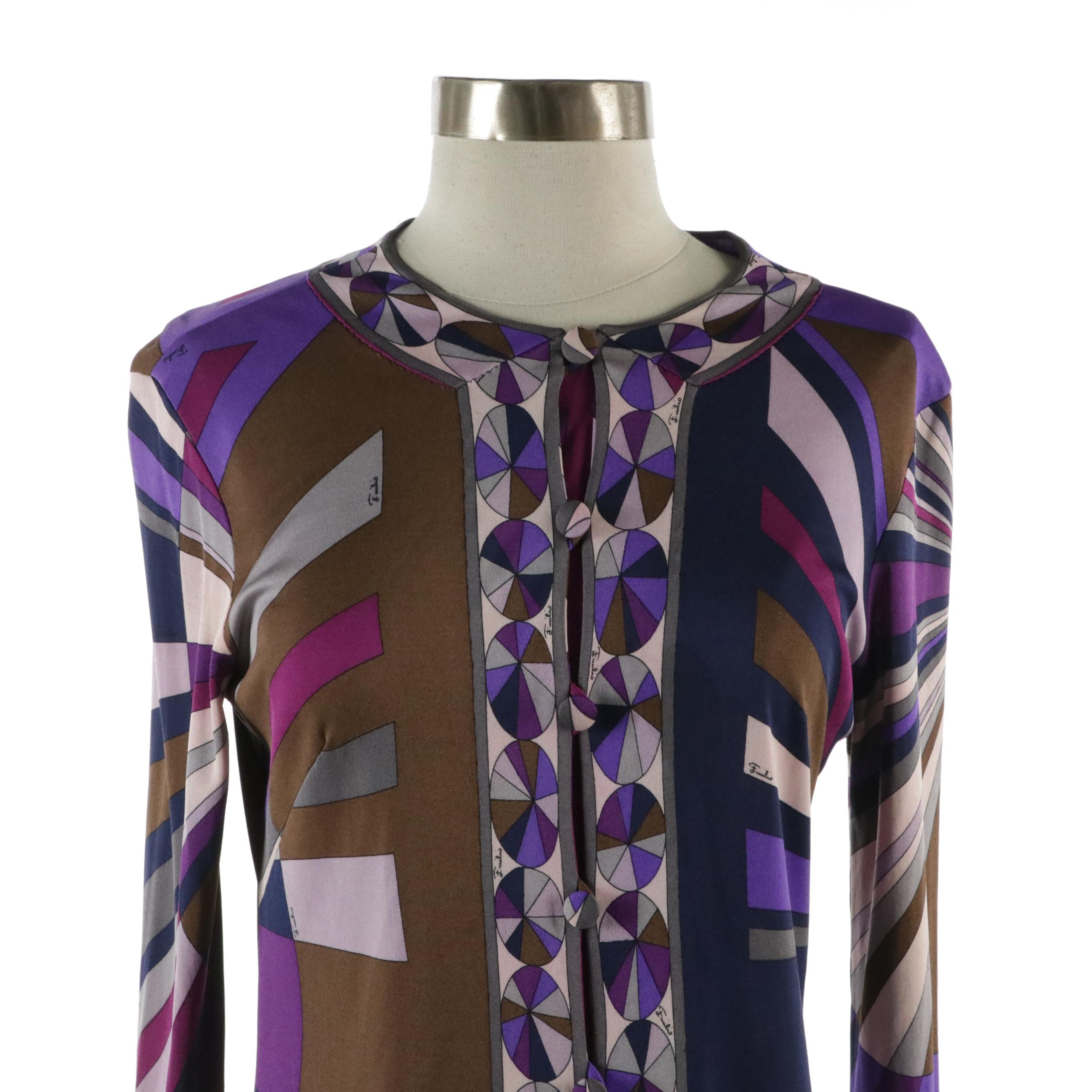 Emilio Pucci Print Stretch Jersey Two-Piece Skirt Set