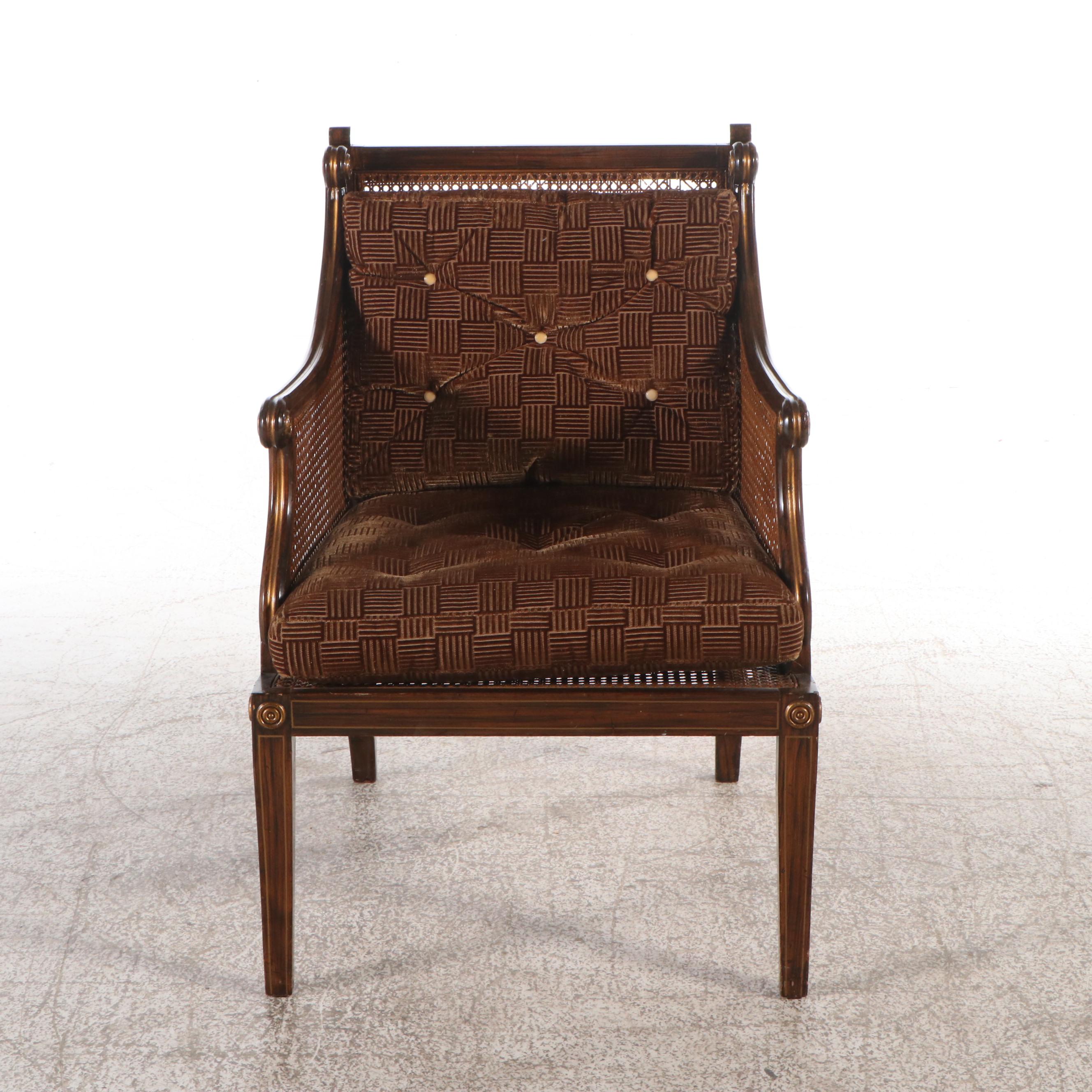 Regency Style Rosewood Grain-Painted Caned Armchair