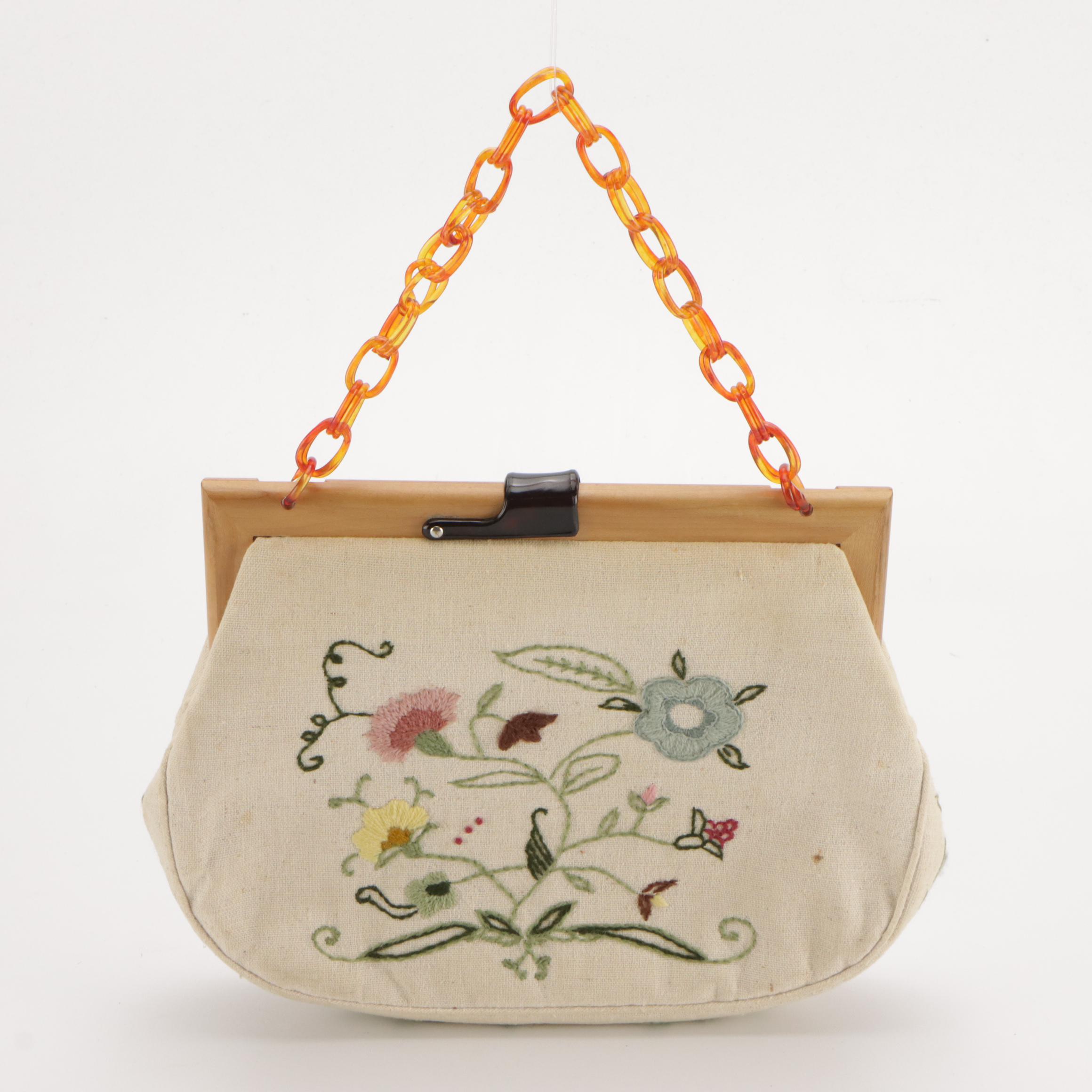 Miss Pendleton Embellished Sweater and Maud Hundley "Needle Painted" Bag