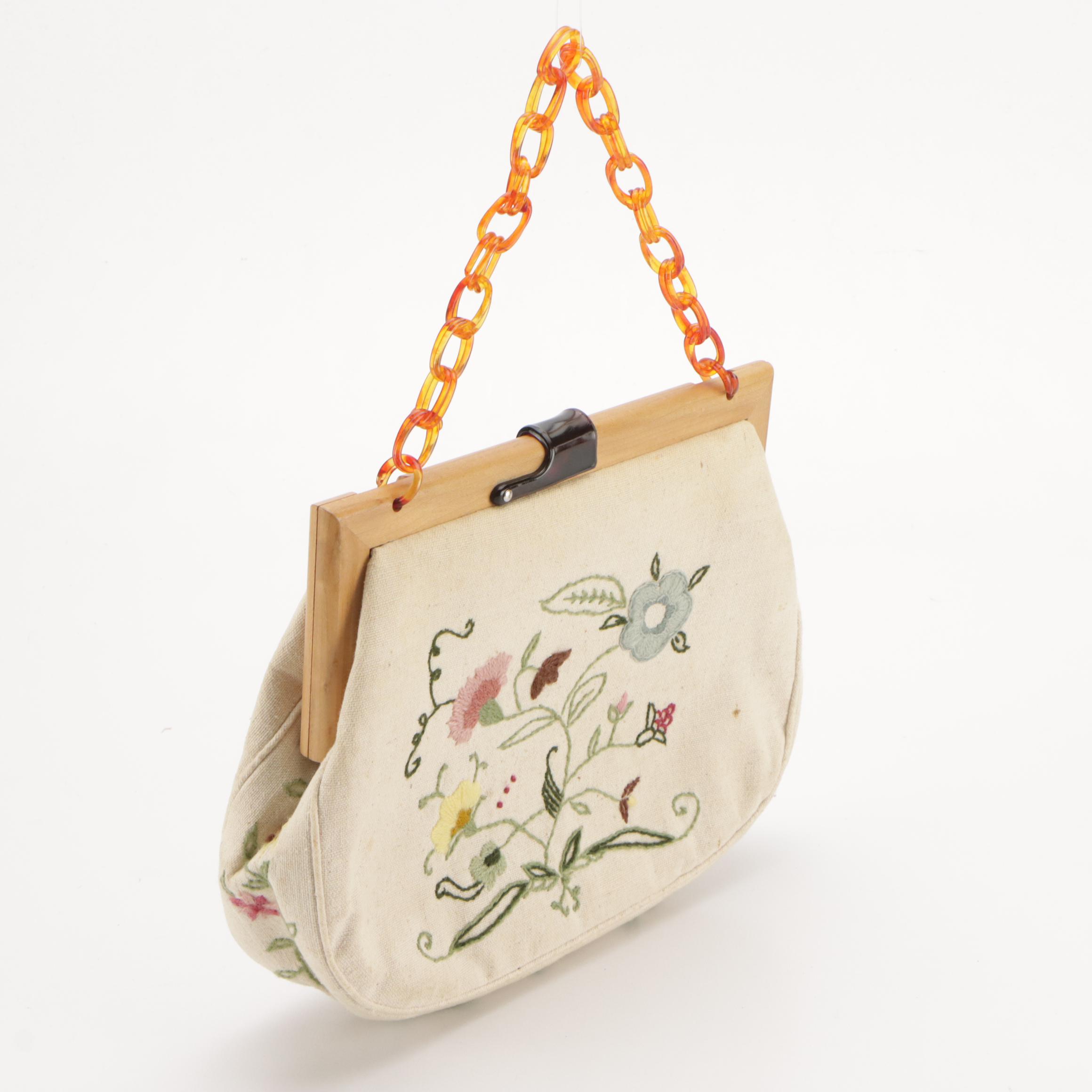 Miss Pendleton Embellished Sweater and Maud Hundley "Needle Painted" Bag