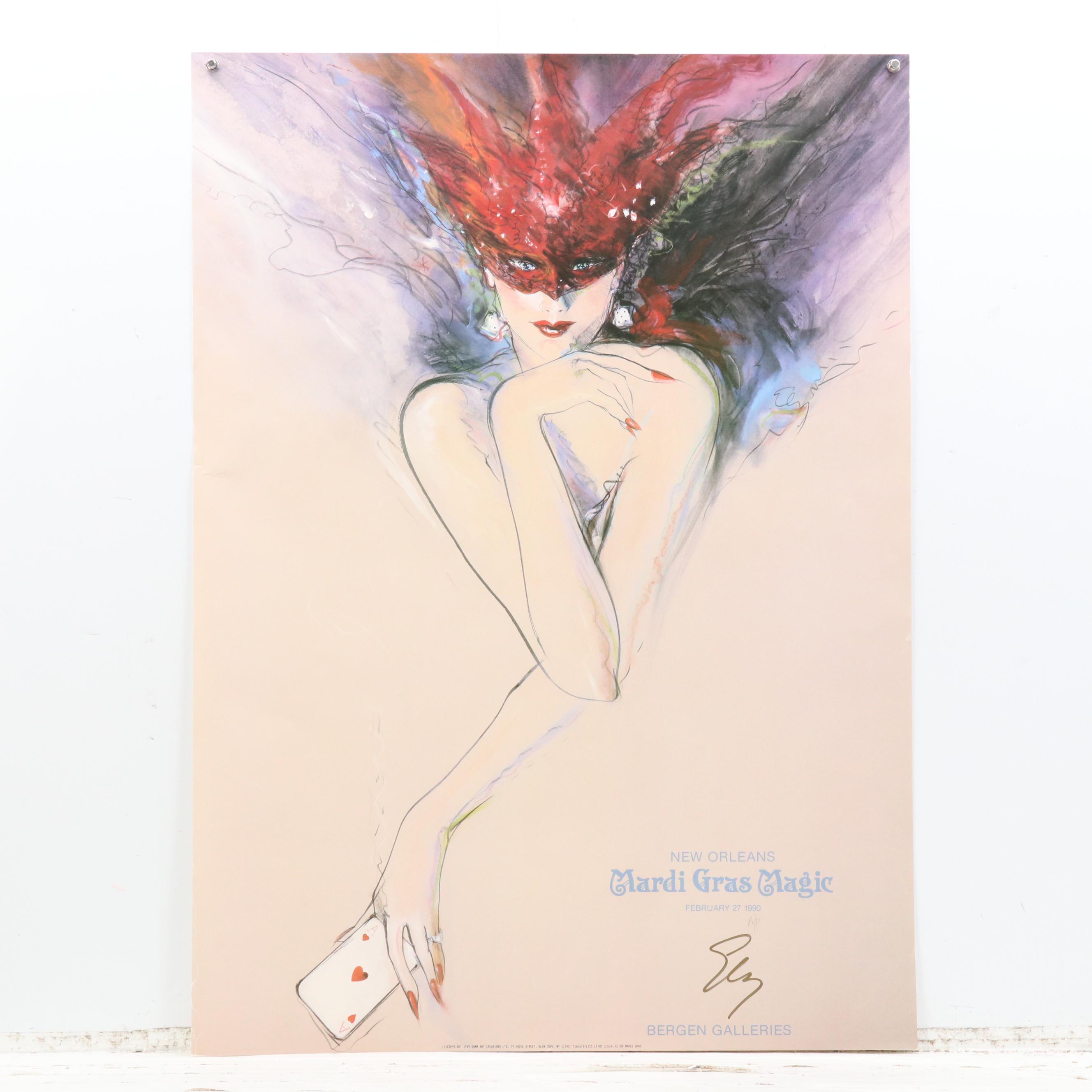 Richard Ely New Orleans Mardi Gras Offset Lithograph Posters, 1989-1991