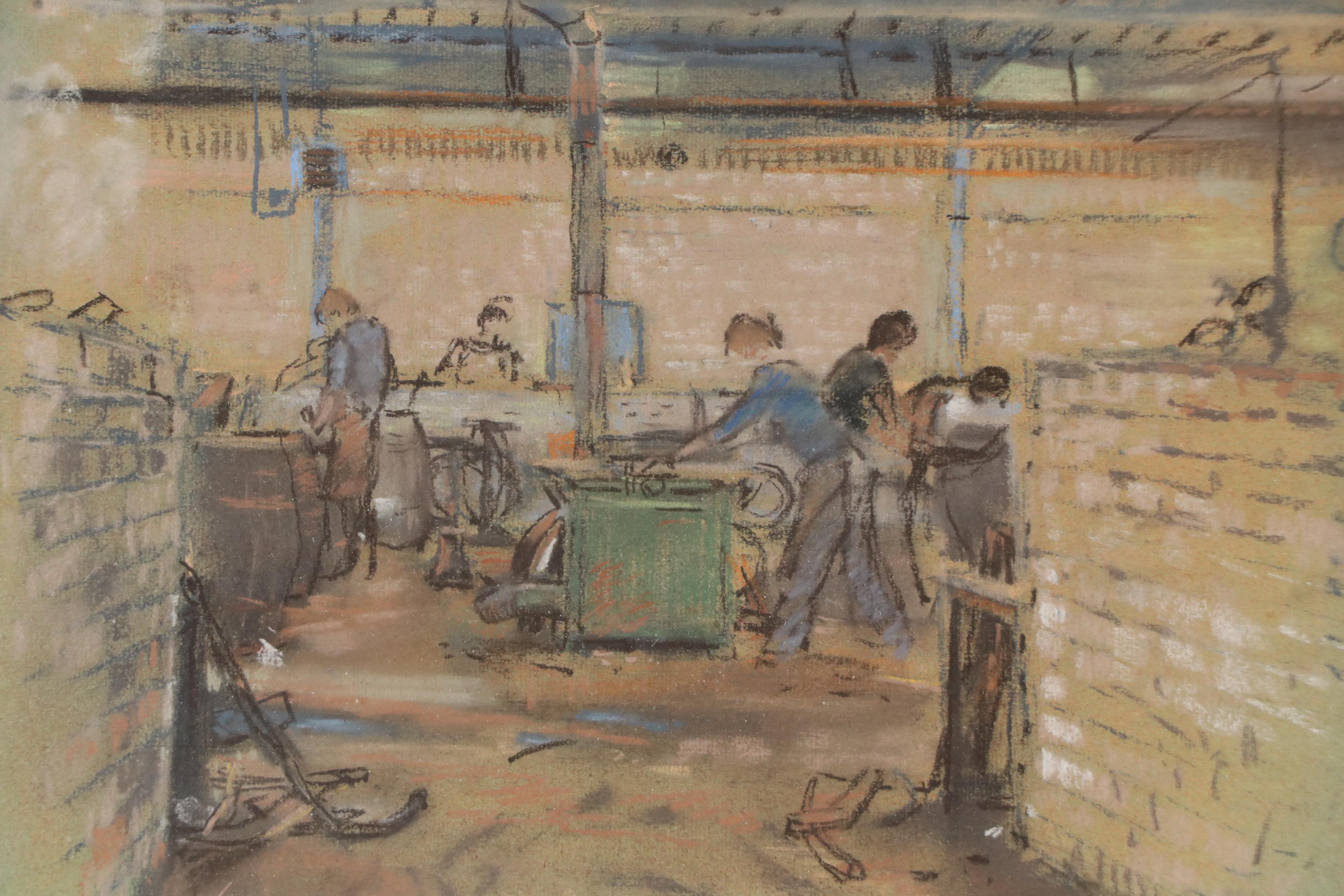 Armstrong Pastel Drawing "Study: Cooperage Interior No. 2"