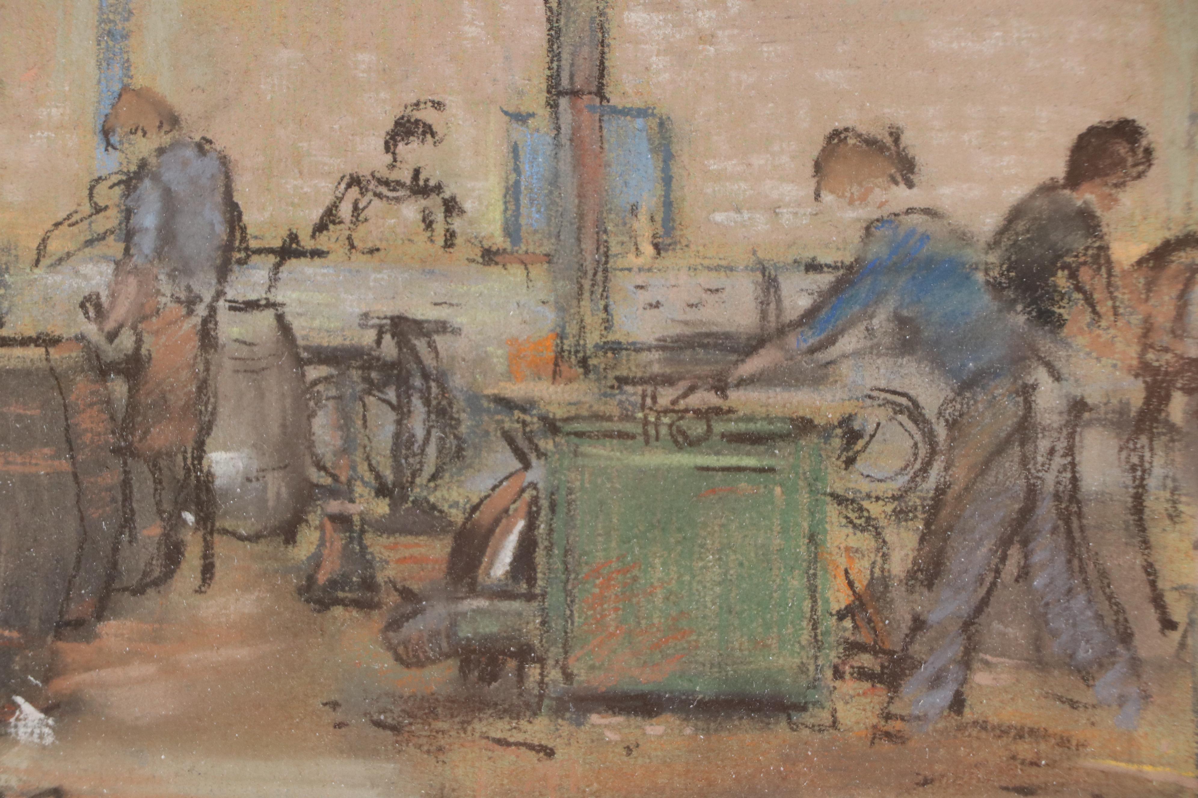 Armstrong Pastel Drawing "Study: Cooperage Interior No. 2"