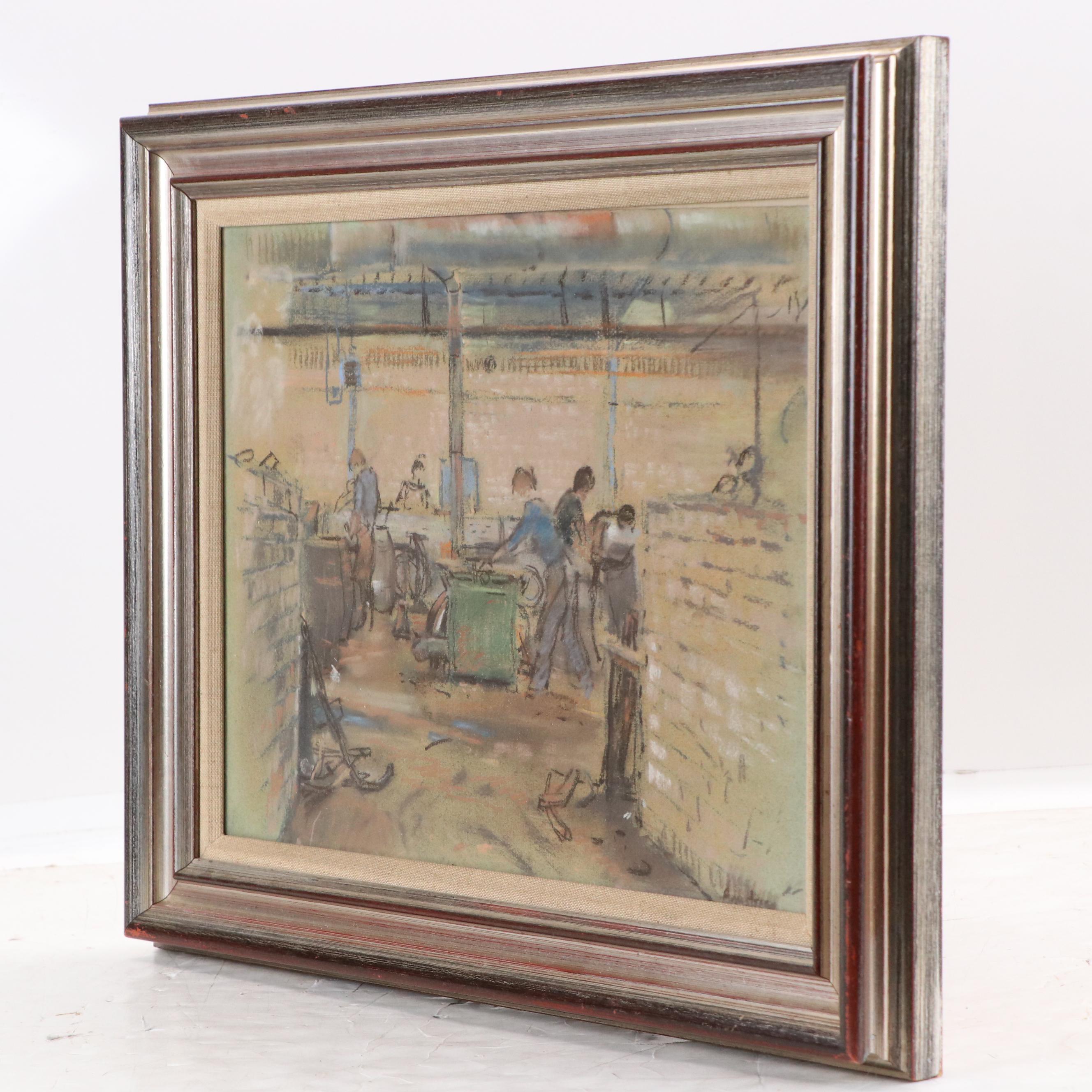 Armstrong Pastel Drawing "Study: Cooperage Interior No. 2"