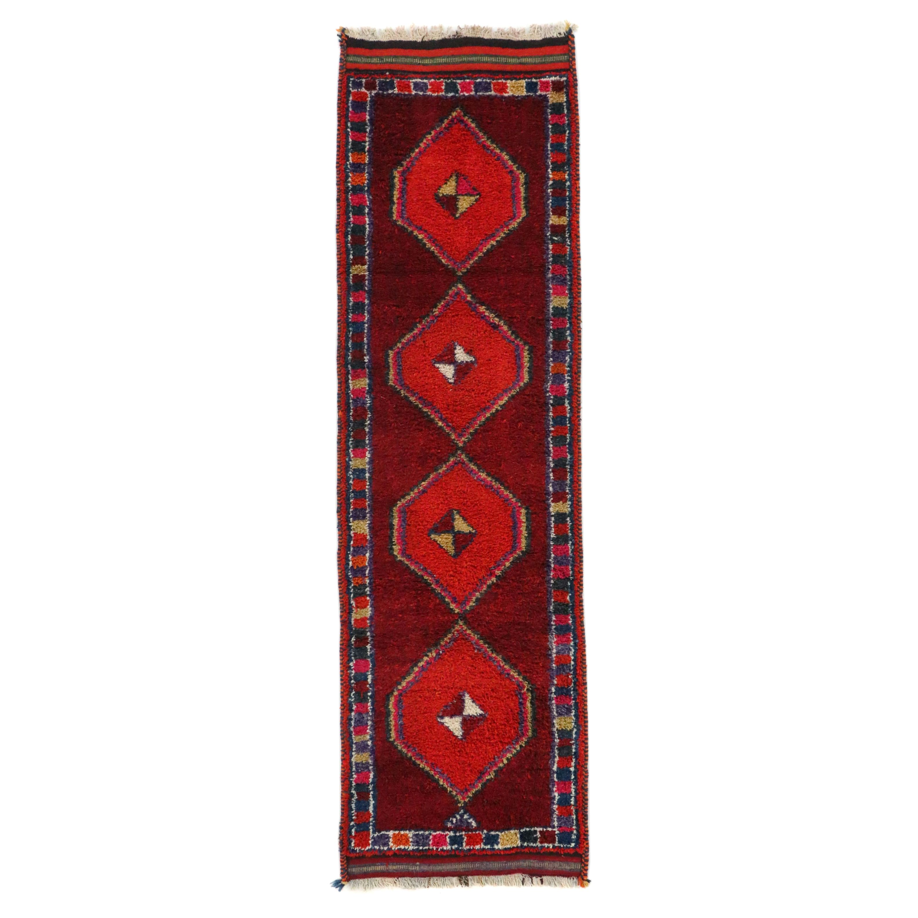 3'3 x 11'4 Hand-Knotted Moroccan Berber Long Rug