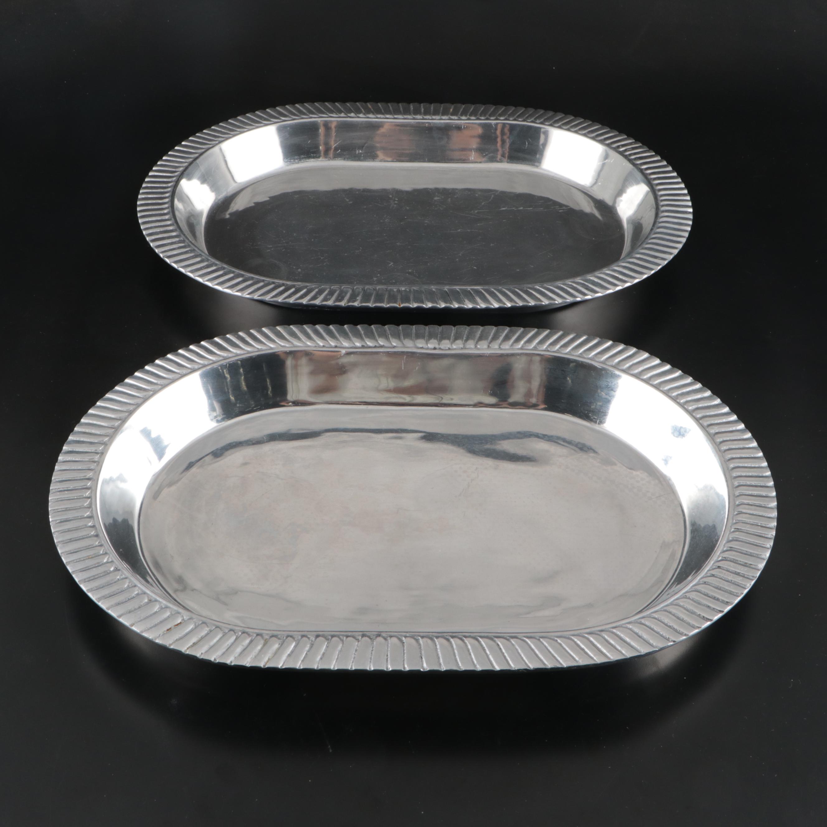Metalart Metal Serving Platters with Pincer Shaped Lobster Crackers