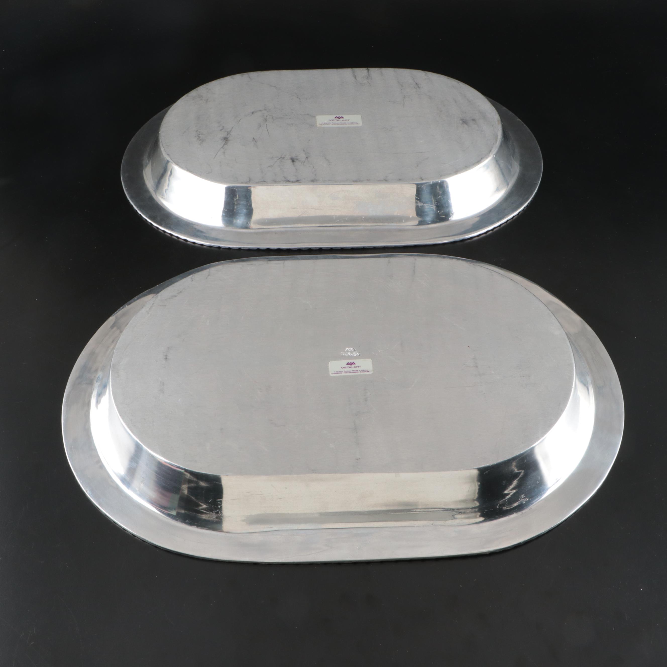 Metalart Metal Serving Platters with Pincer Shaped Lobster Crackers