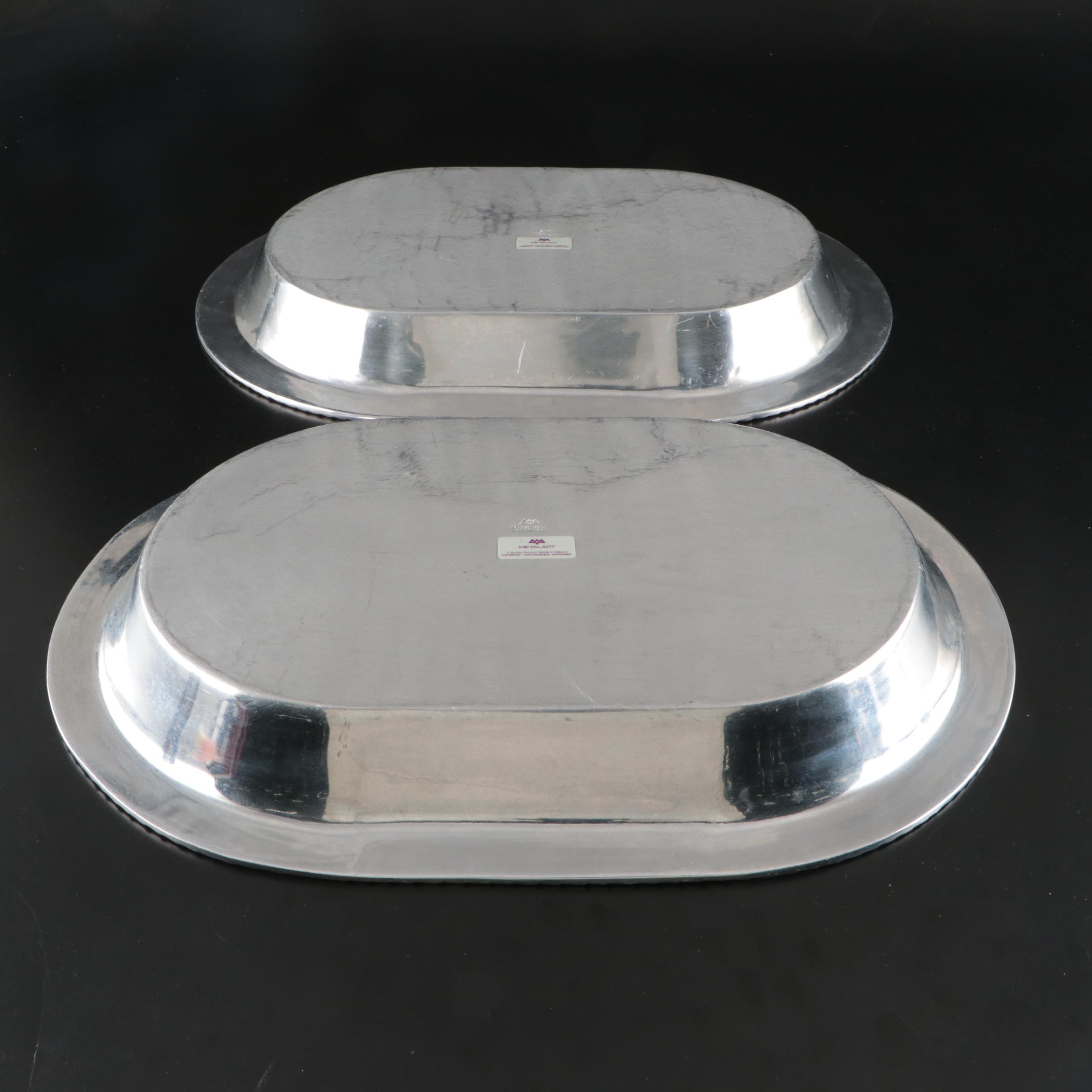 Metalart Metal Serving Platters with Pincer Shaped Lobster Crackers