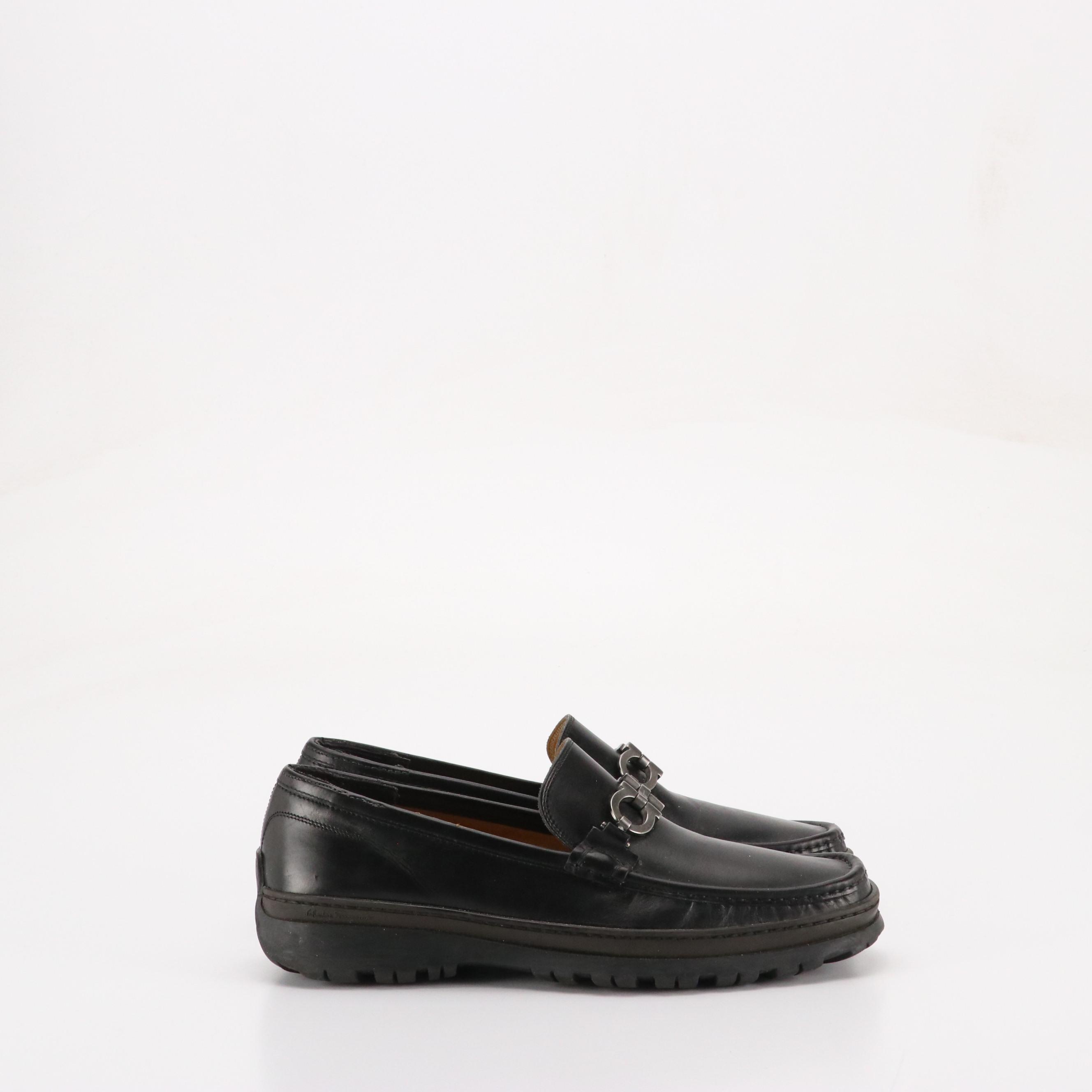 Men's Salvatore Ferragamo Gancini Lug Sole Urban Moccasins in Leather