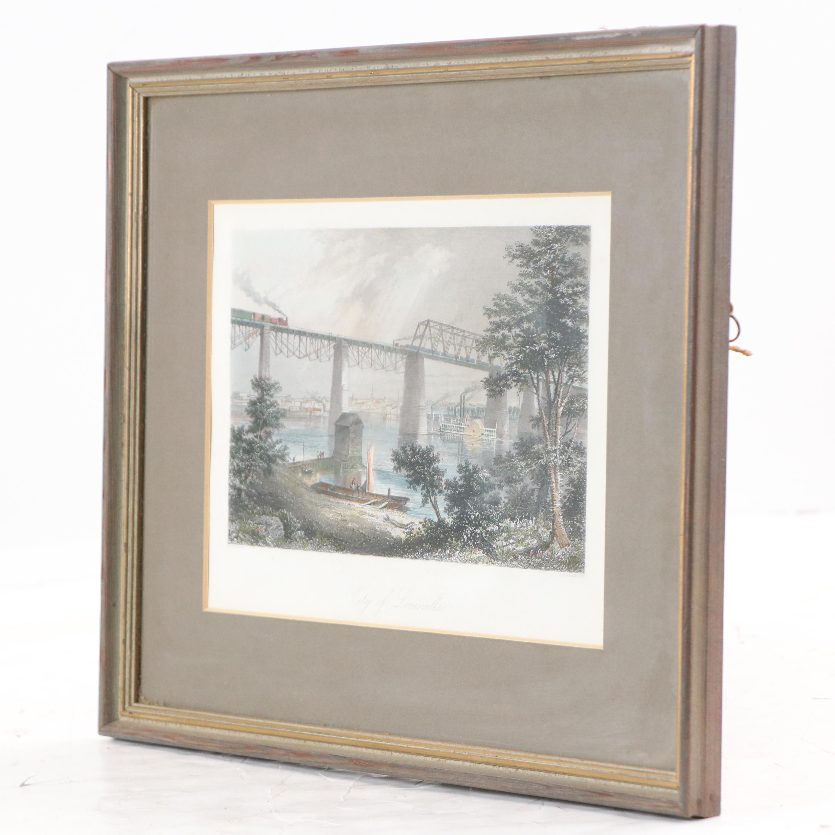 A. C. Warren Hand-Colored Engraving "City of Lousiville," 1872