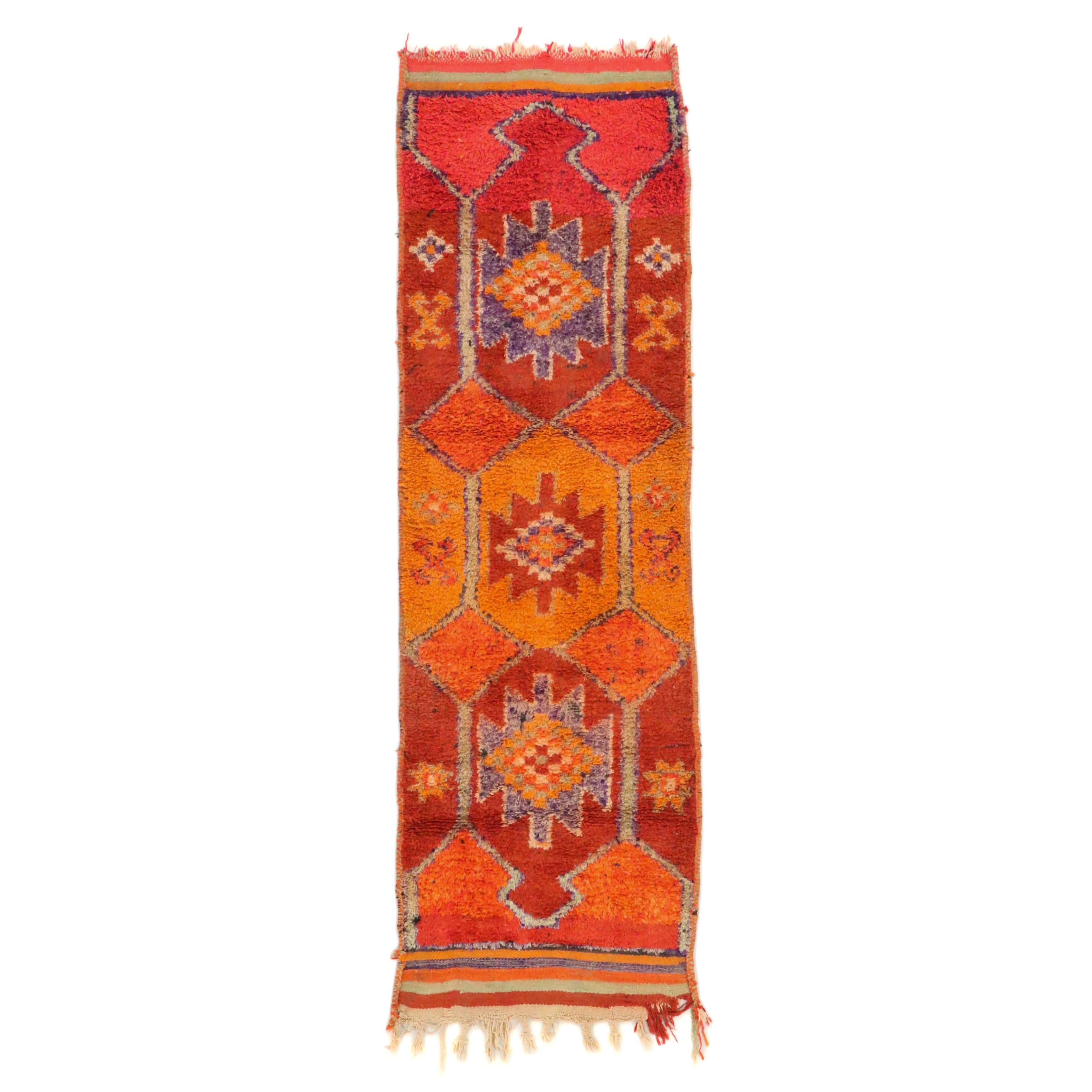 3'4 x 10'9 Hand-Knotted Moroccan Berber Long Rug