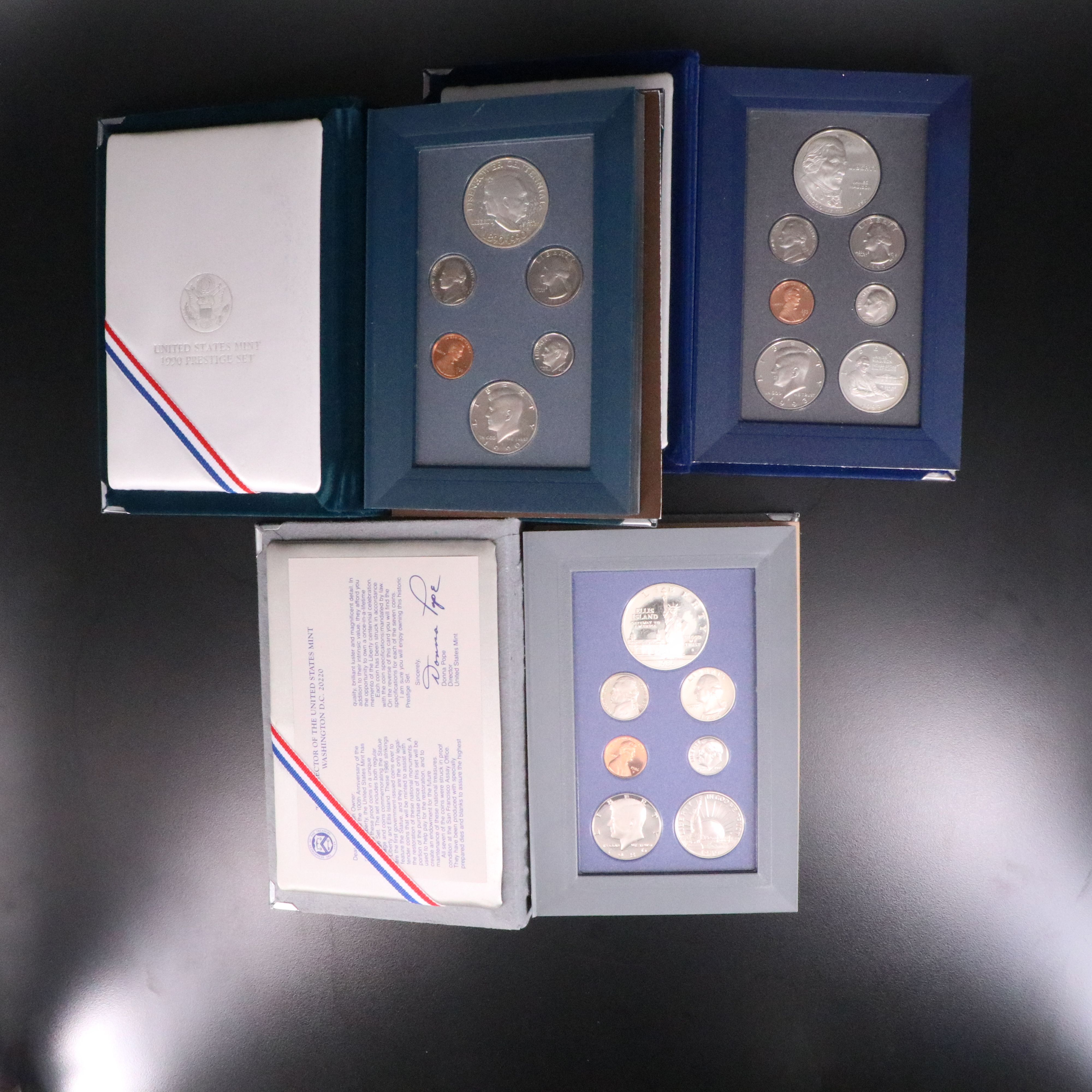 Three U.S. Prestige Proof Sets 1986, 1990, and 1993