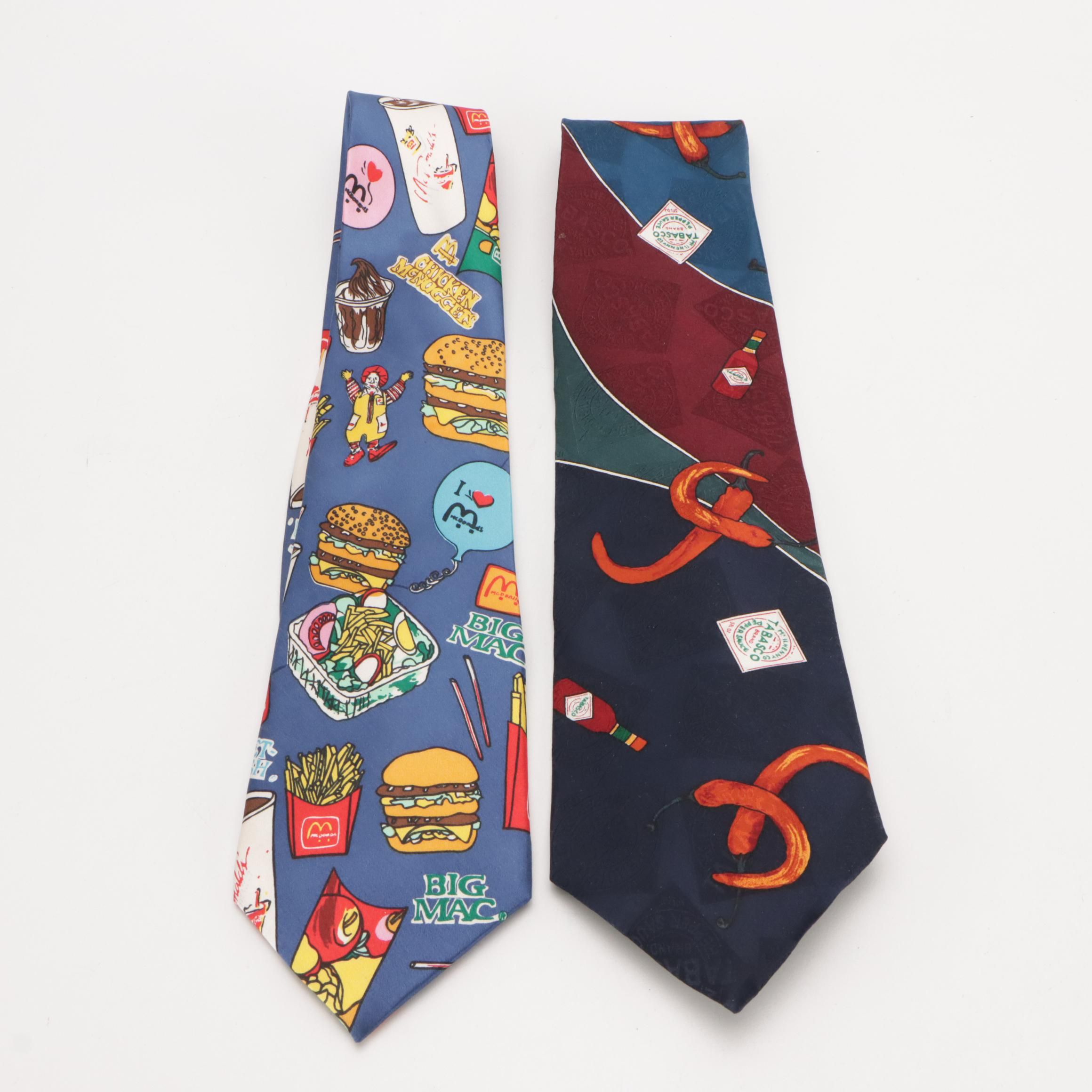 McDonald's and Tabasco Hot Sauce Printed Silk Neckties