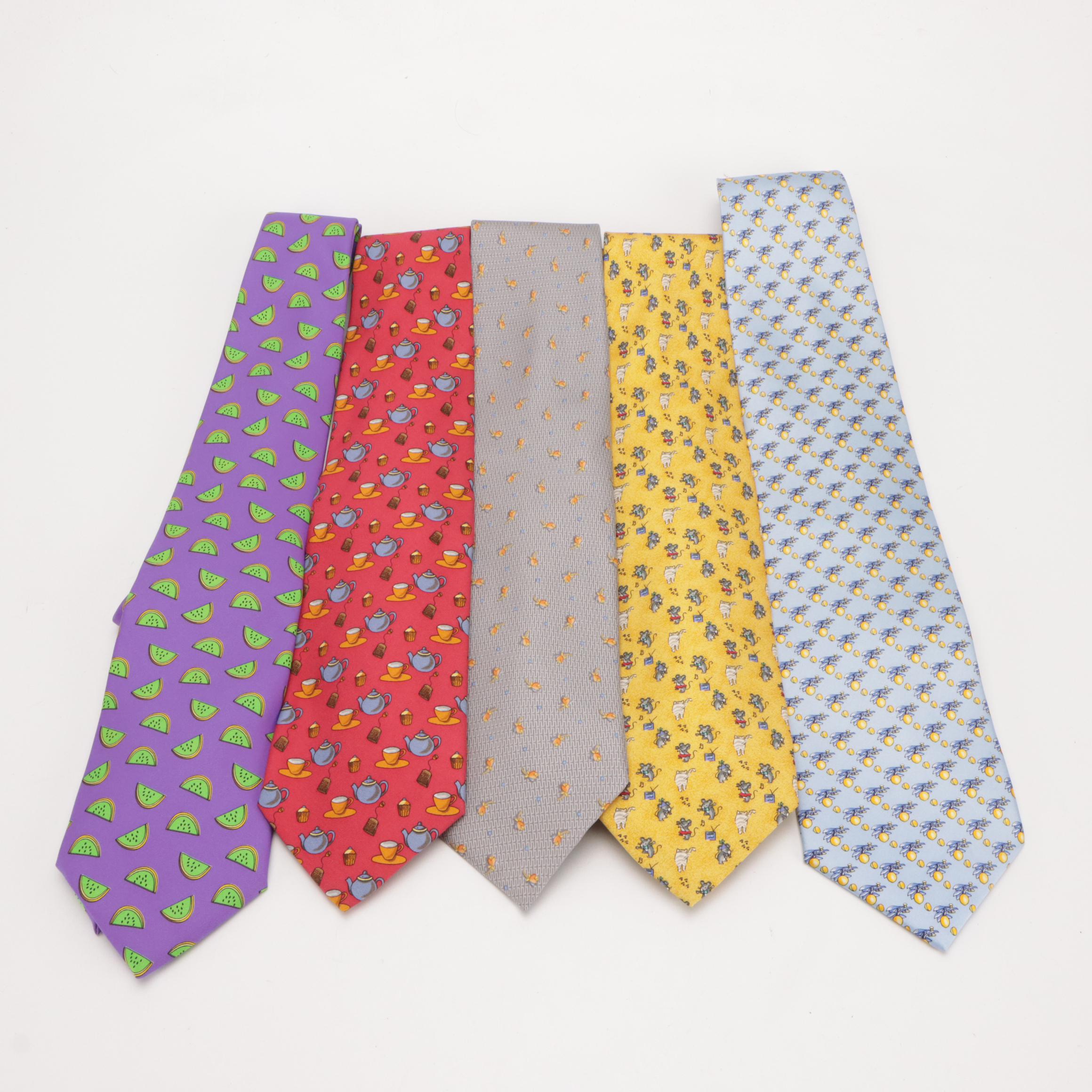 Men's Fun Abstract Printed Silk Neckties by Polo Ralph Lauren, H Stockton & More