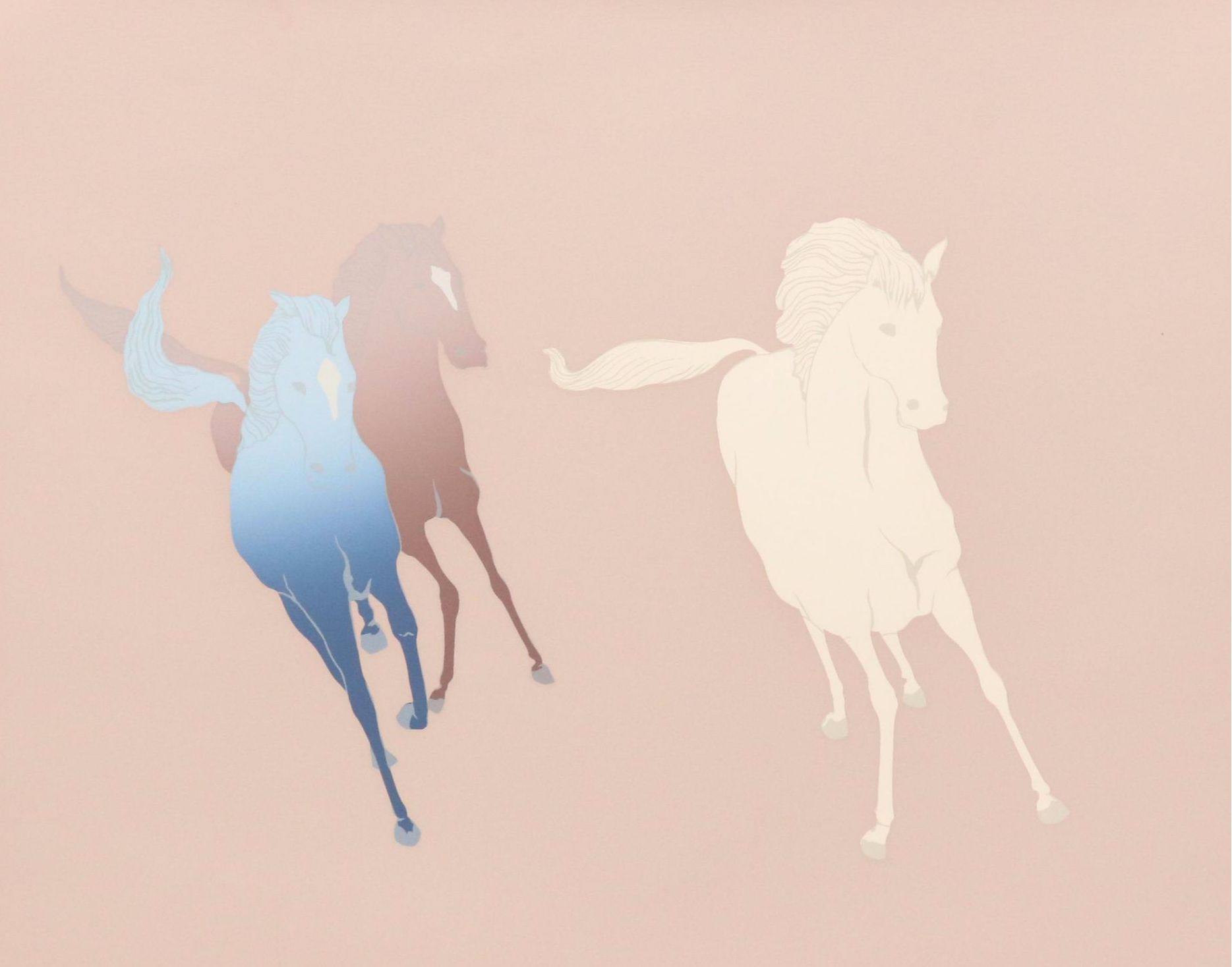 Serigraph of Running Horses "Wilds," 1985