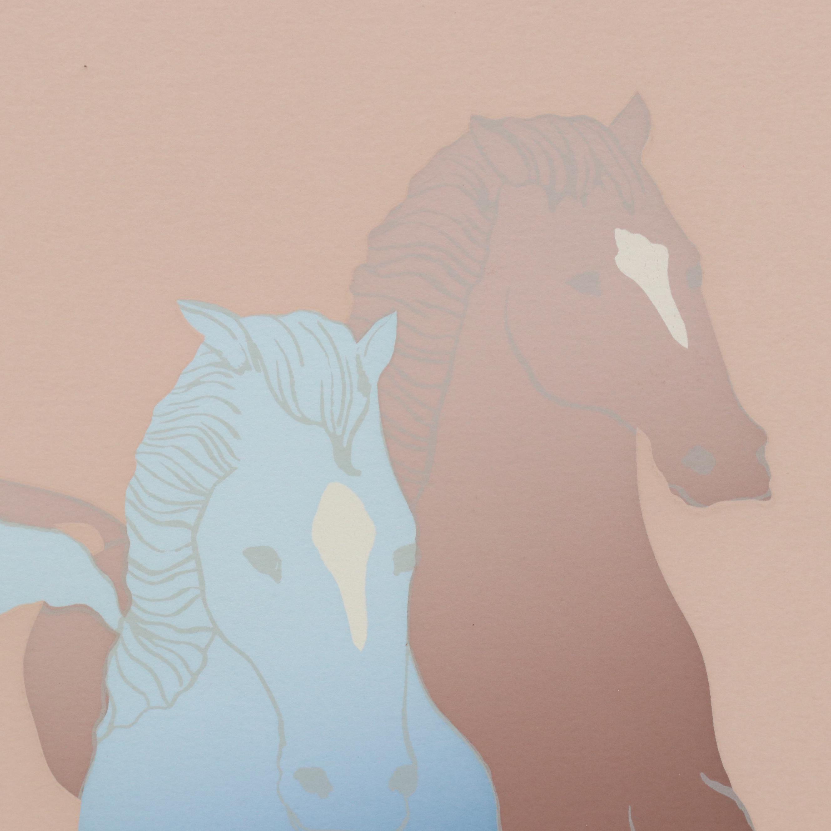 Serigraph of Running Horses "Wilds," 1985