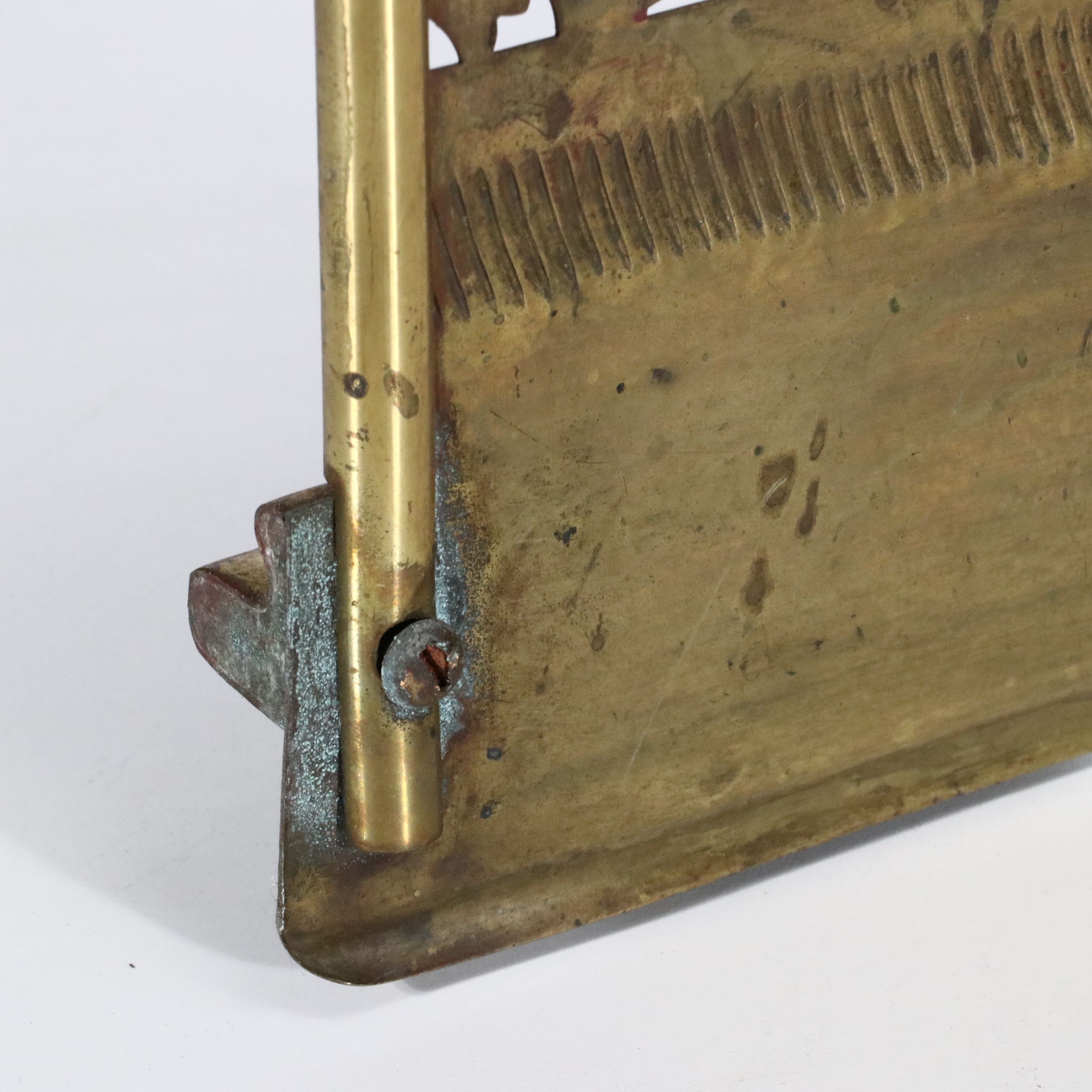 Regency Style Reticulated Brass Fireplace Fender with Paw Feet, 20th Century