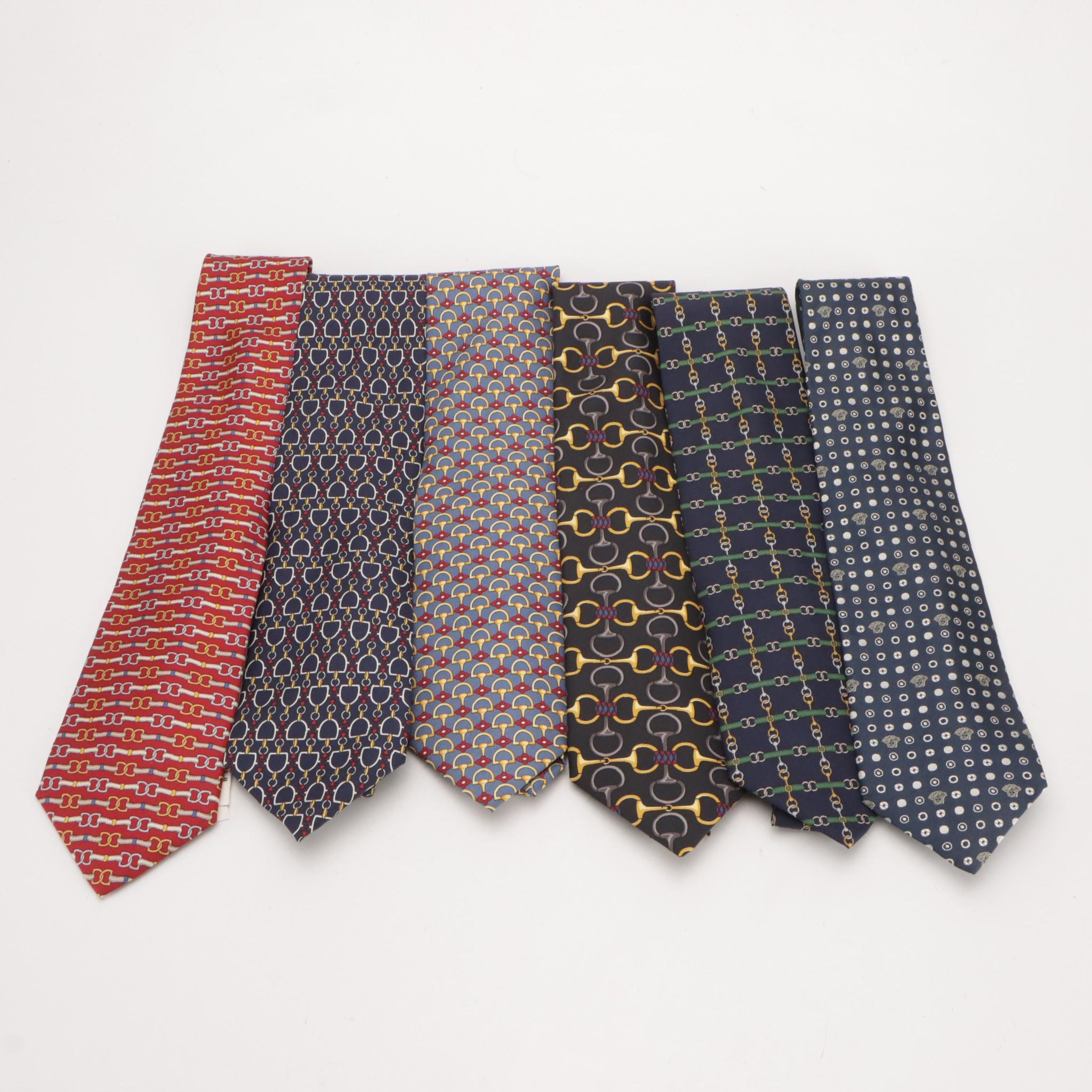 Paolo Gucci and Versace Vintage Patterned Silk Neckties